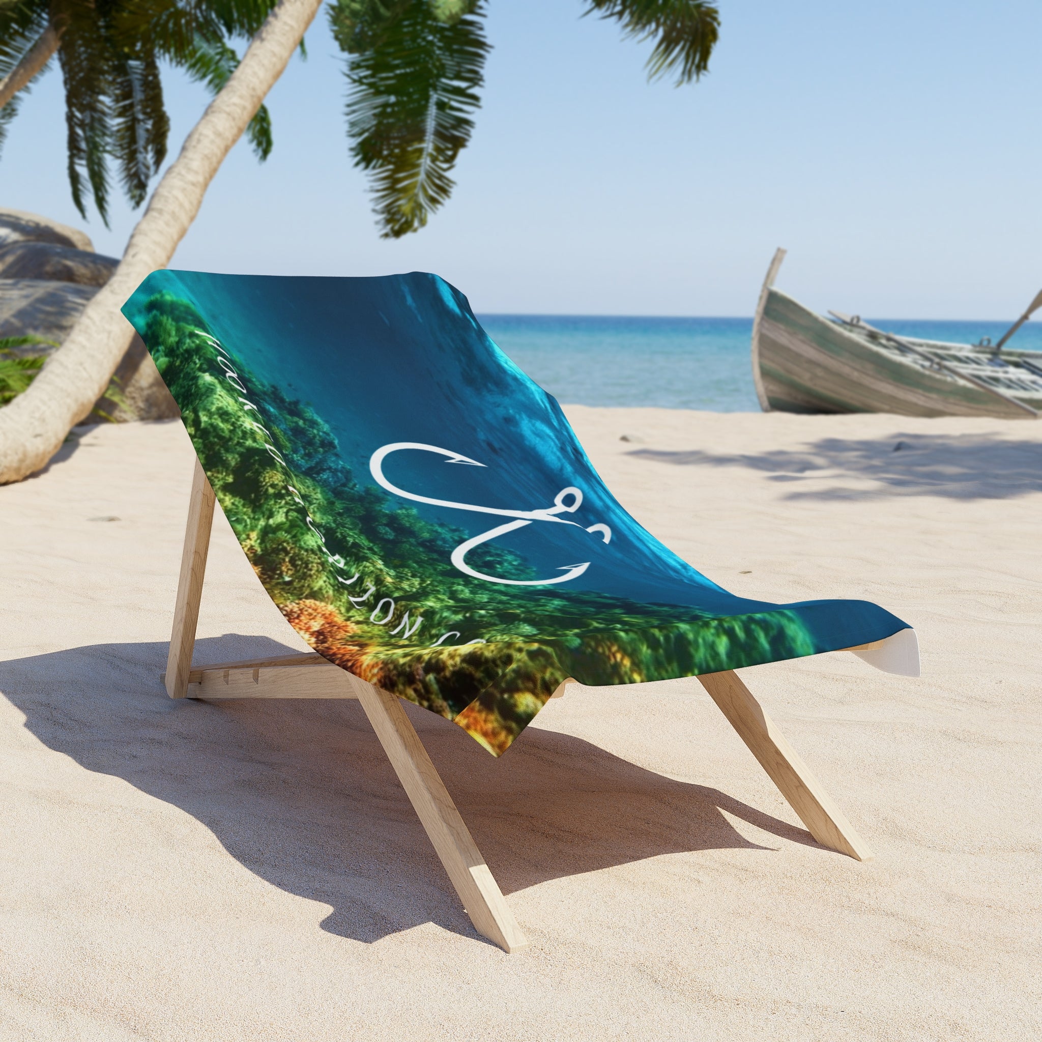 Hooked Horizon Co. Ocean Coral Coastal Vibes Beach Towel - Perfect for Summer, Pool Days, Camping, Beach Parties, Vacation Fun