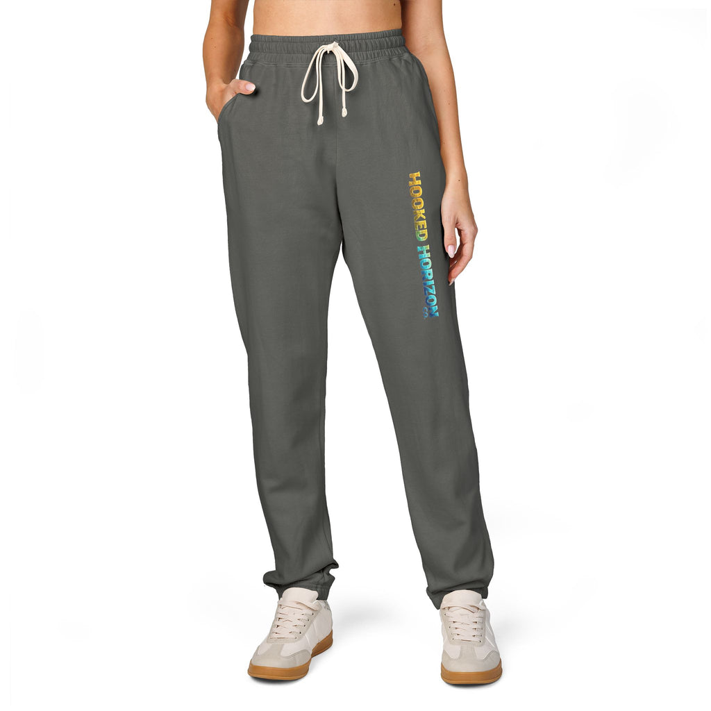Gold & Blue Hooked Horizon Co. Embroidered Fleece Sweatpants | Cozy Loungewear, Gifts for Everyone, Comfortable Joggers, Relaxed Fit Sweatpants, God is Love, Unisex Fashion
