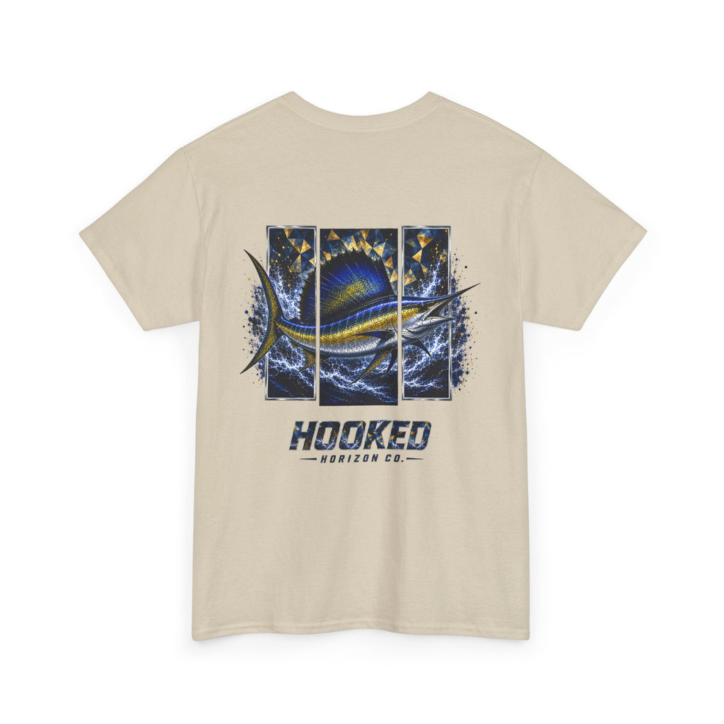 Sail Fish Hooked Horizon Co Tee—Ocean Graphic Tee — "Beloved" Ray Design