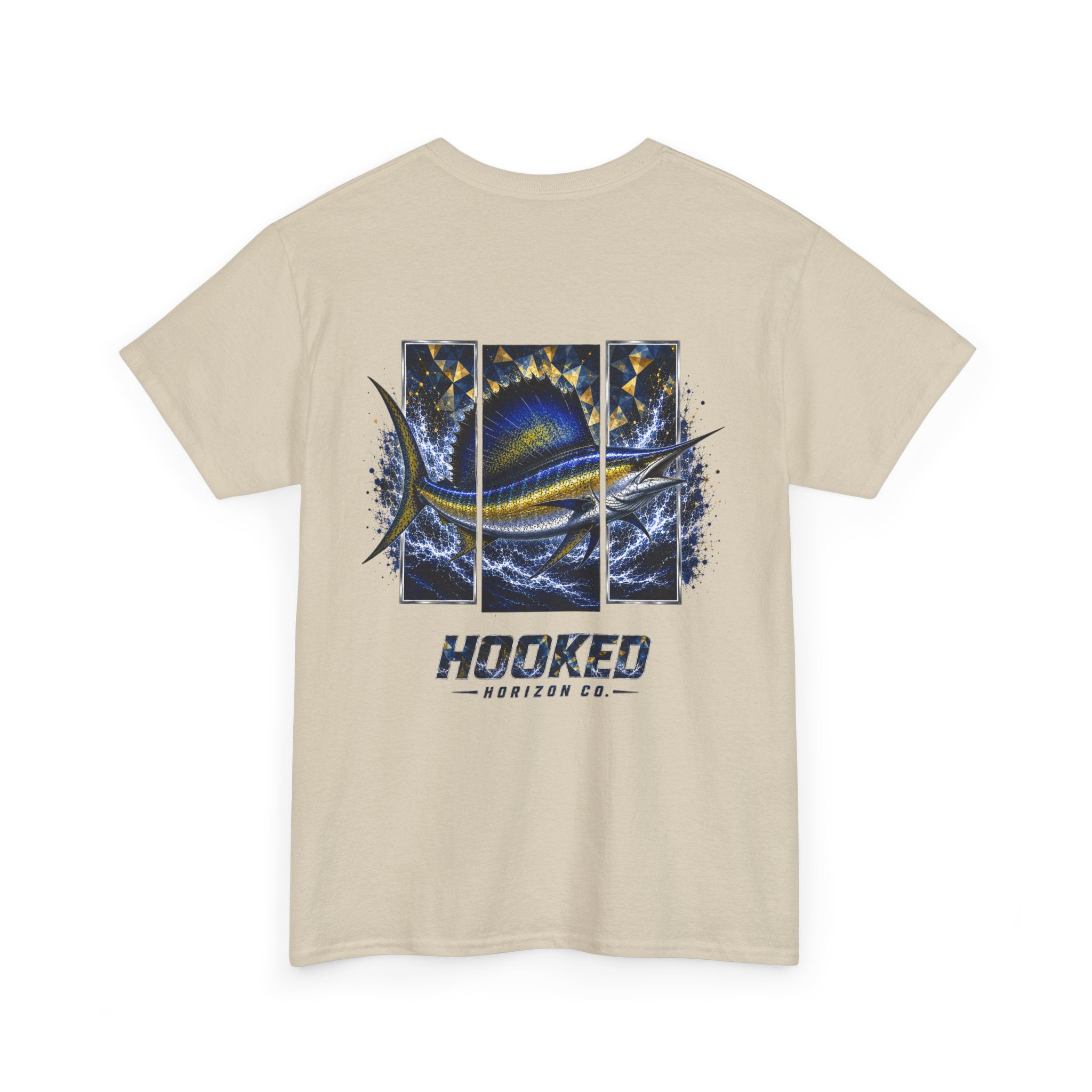 Sail Fish Hooked Horizon Co Tee—Ocean Graphic Tee — "Beloved" Ray Design