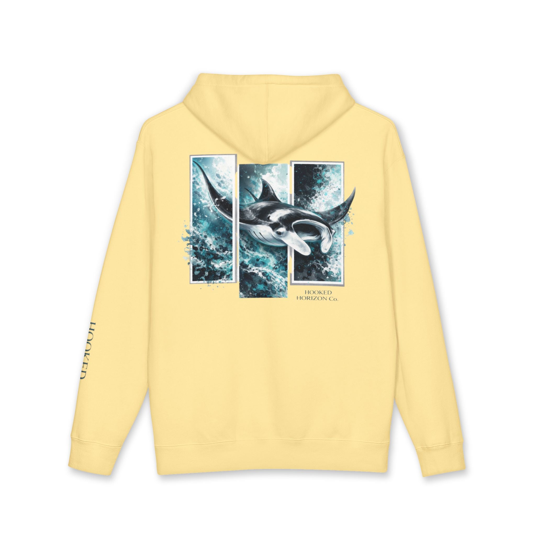 Manta Ray Hoodie Hooked Horizon Co. — Fishing Back Graphic Hoodie, Multiple Color Variations