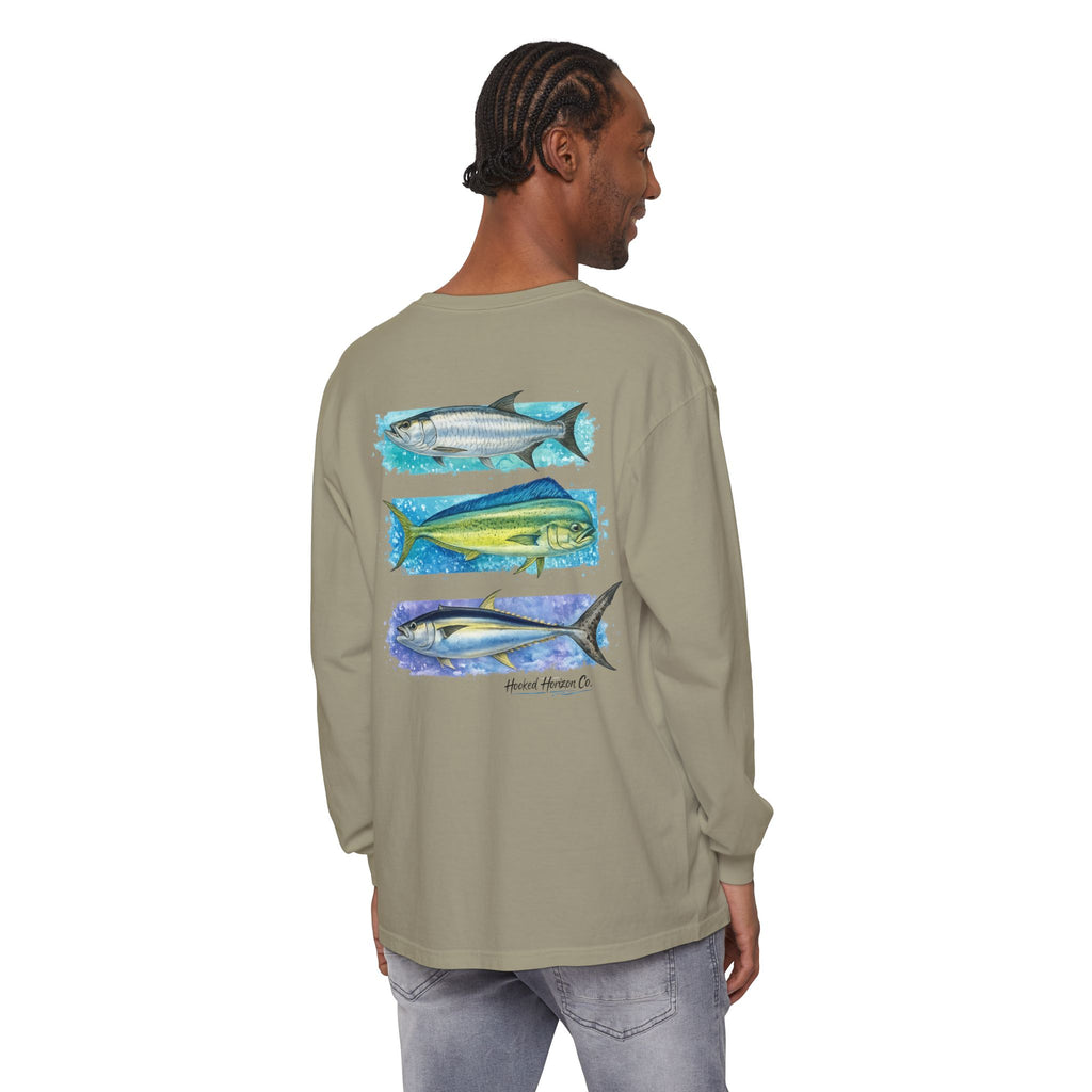 Chasing Legends Tarpon, Mahi Mahi, TunaSaltwater Fish Long Sleeve Tee — Hooked Horizon Co. Graphic Shirt