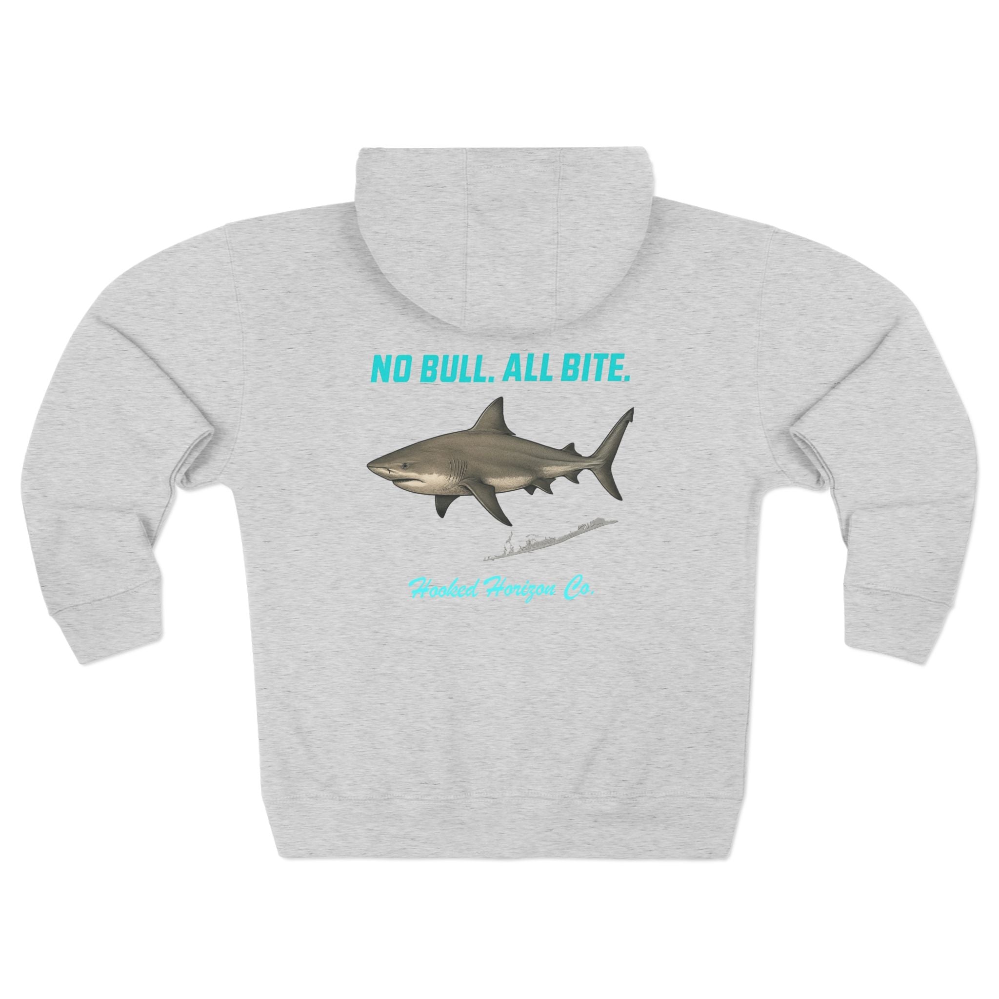 Blue Siesta Key Bull Shark Tee Deep Drift Hooked Horizon C. No Bull All BiteUnisex Zip Hoodie for Ocean Lovers, Nautical Fashion, Cool Weather Gear, Everyday Comfort, Perfect Gift