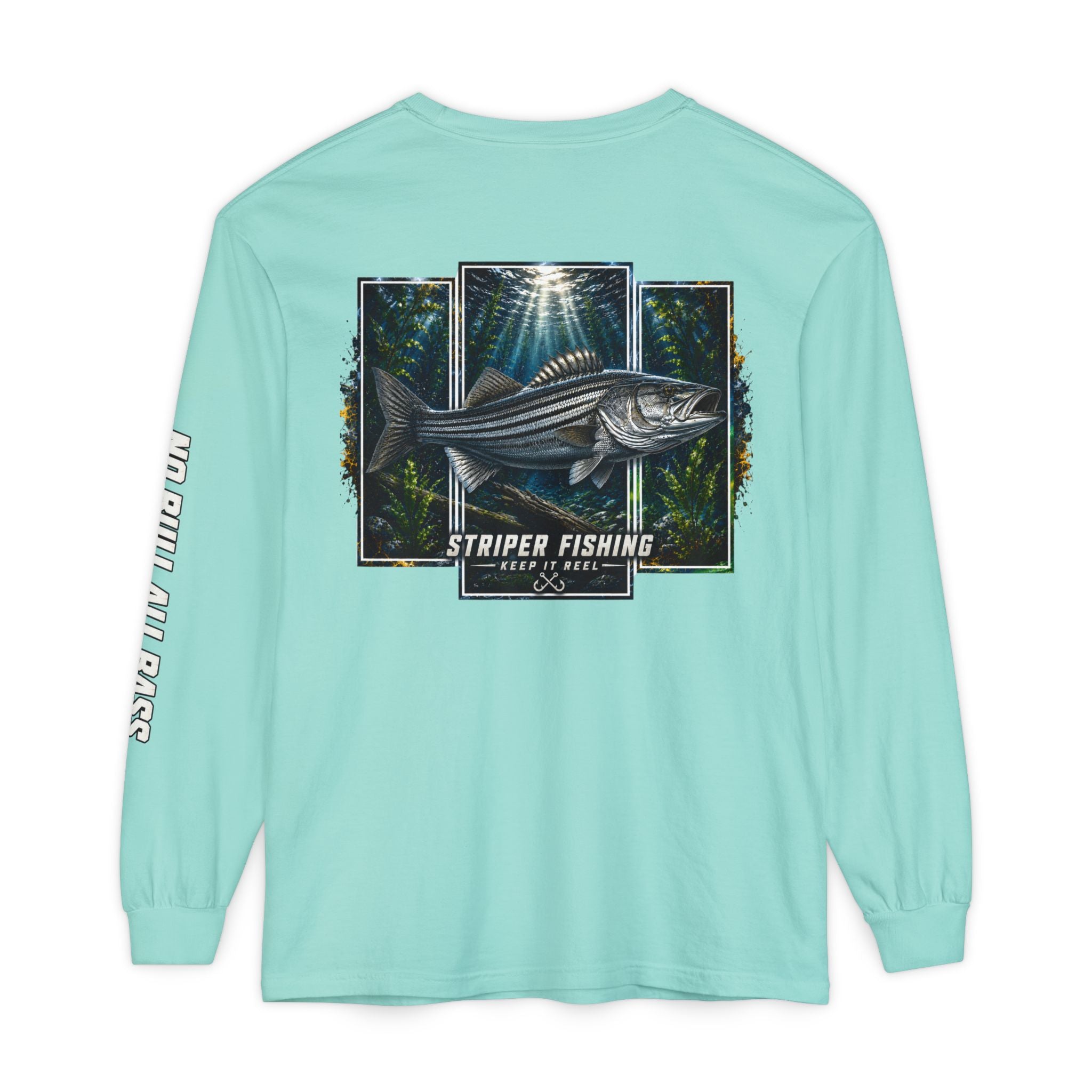 Saltwater Sea Striper Fishing Long Sleeve T-Shirt, Ocean Adventure Apparel, Boat Trip Shirt, Coastal Style, Gift for Fishermen
