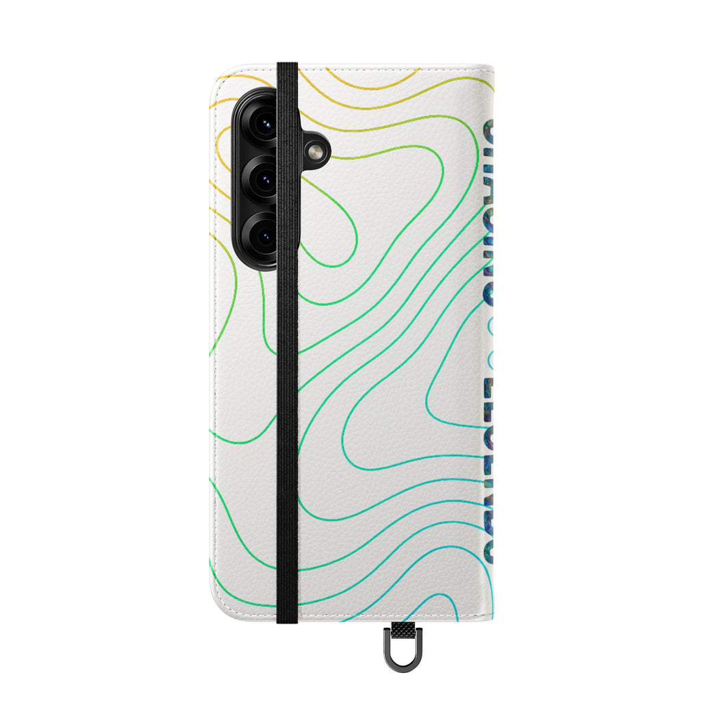 Ocean Topography Waves Flip Phone Case — Turquoise Water Pattern Wallet Cover