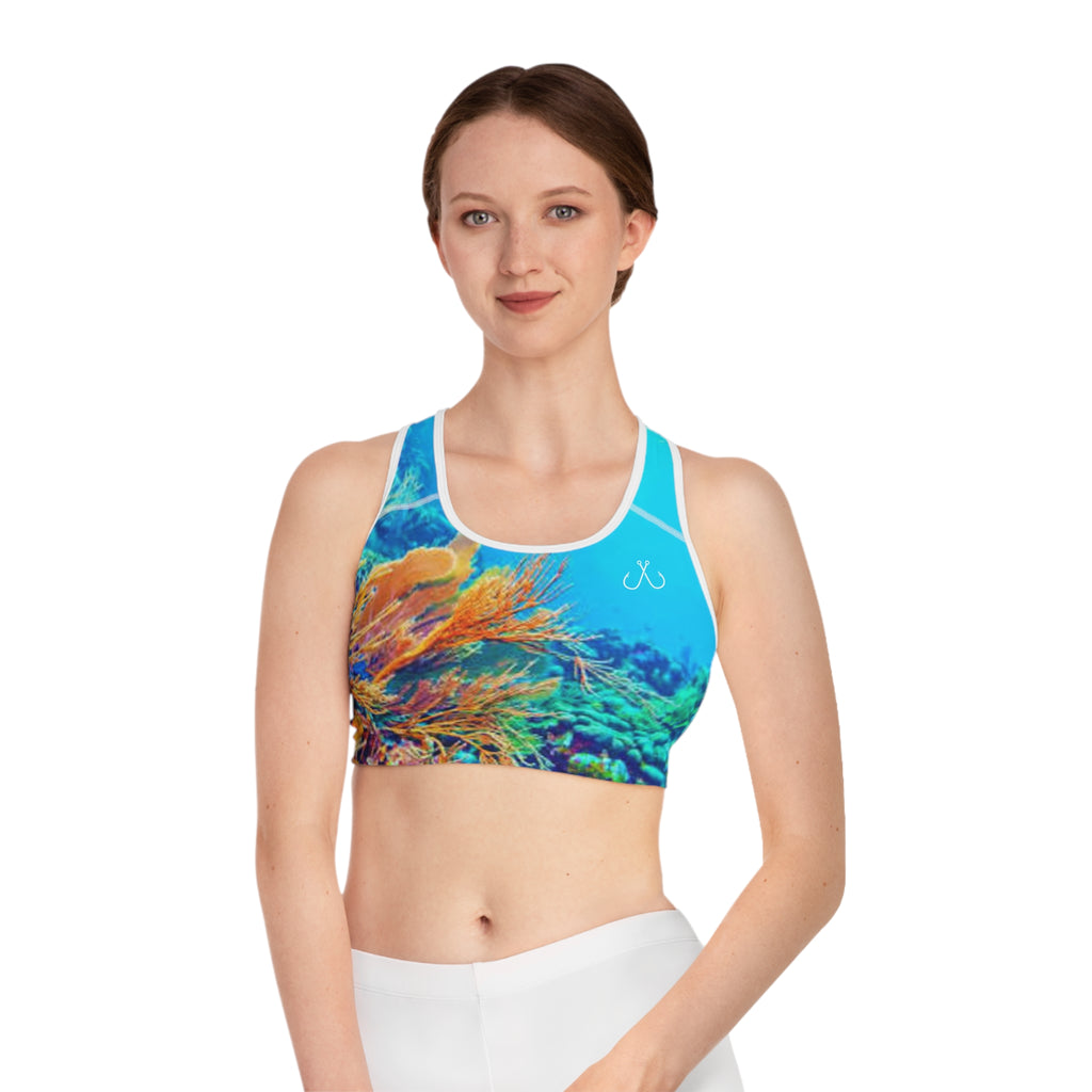 Bright Reef Deep Drift Hooked Horizon Co. Stylish Sports Bra for Active Women, Workout Top, Gym Essential, Fitness Apparel, Athleisure Wear, Yoga Gear