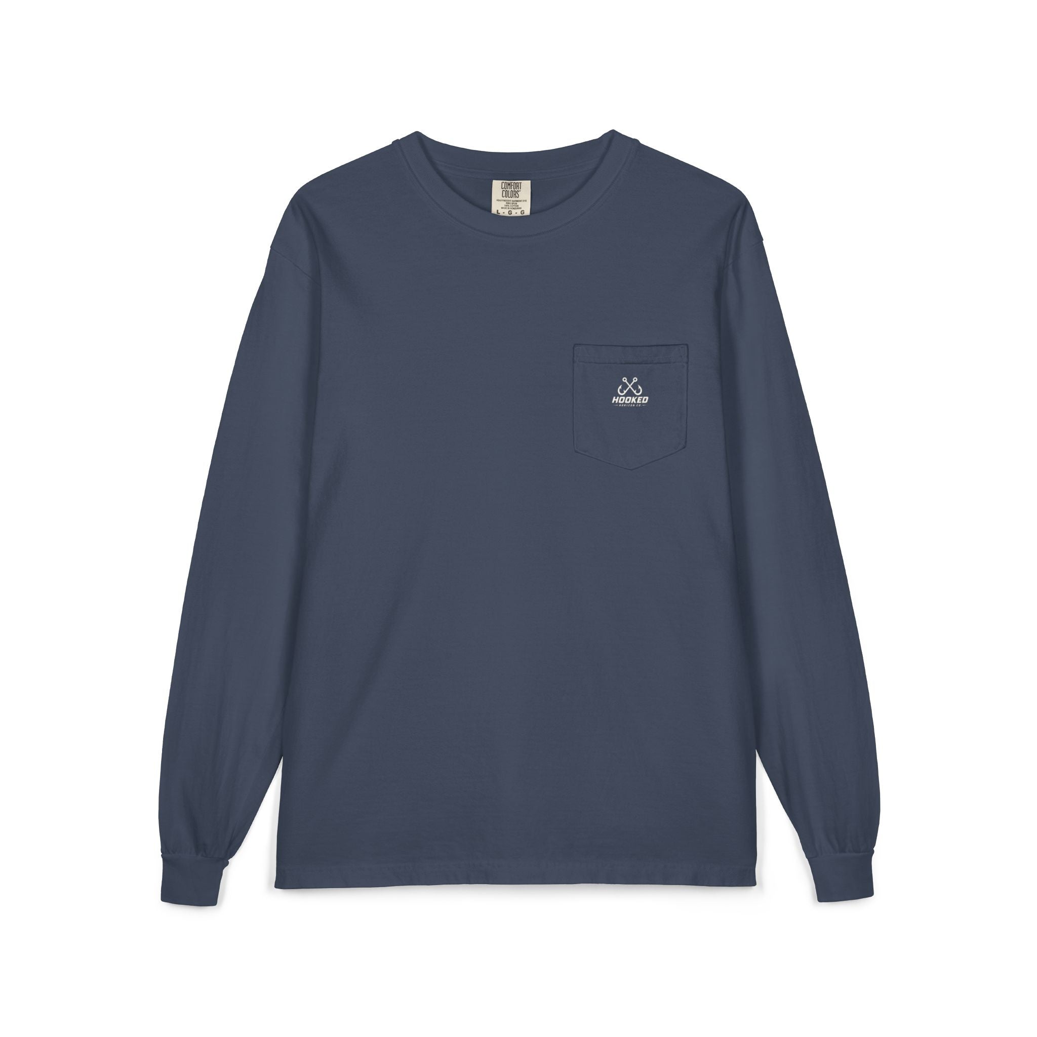 USA Manta Ray Hooked Horizon Co.  Classic Logo Unisex Long Sleeve Pocket T-Shirt