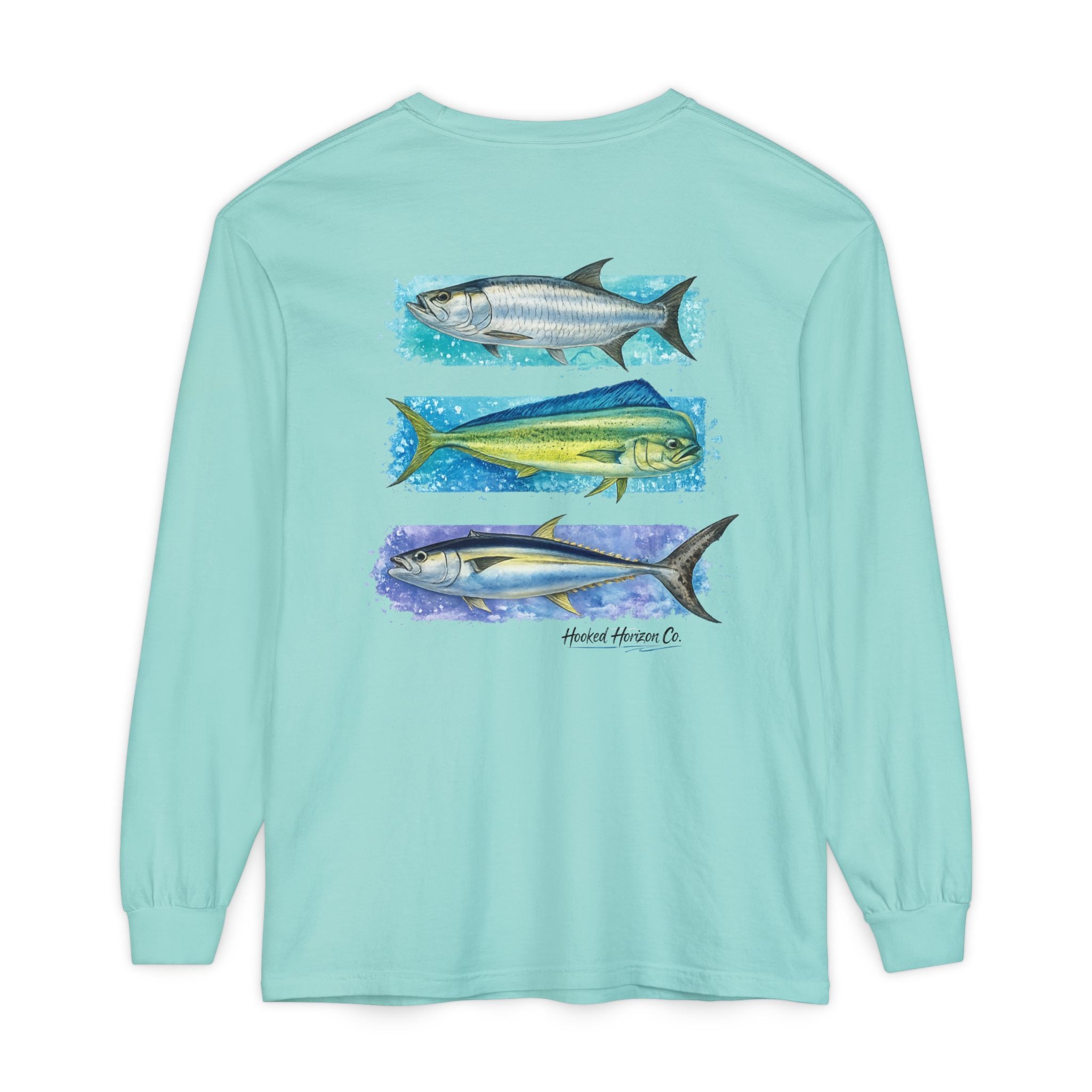 Chasing Legends Tarpon, Mahi Mahi, TunaSaltwater Fish Long Sleeve Tee — Hooked Horizon Co. Graphic Shirt