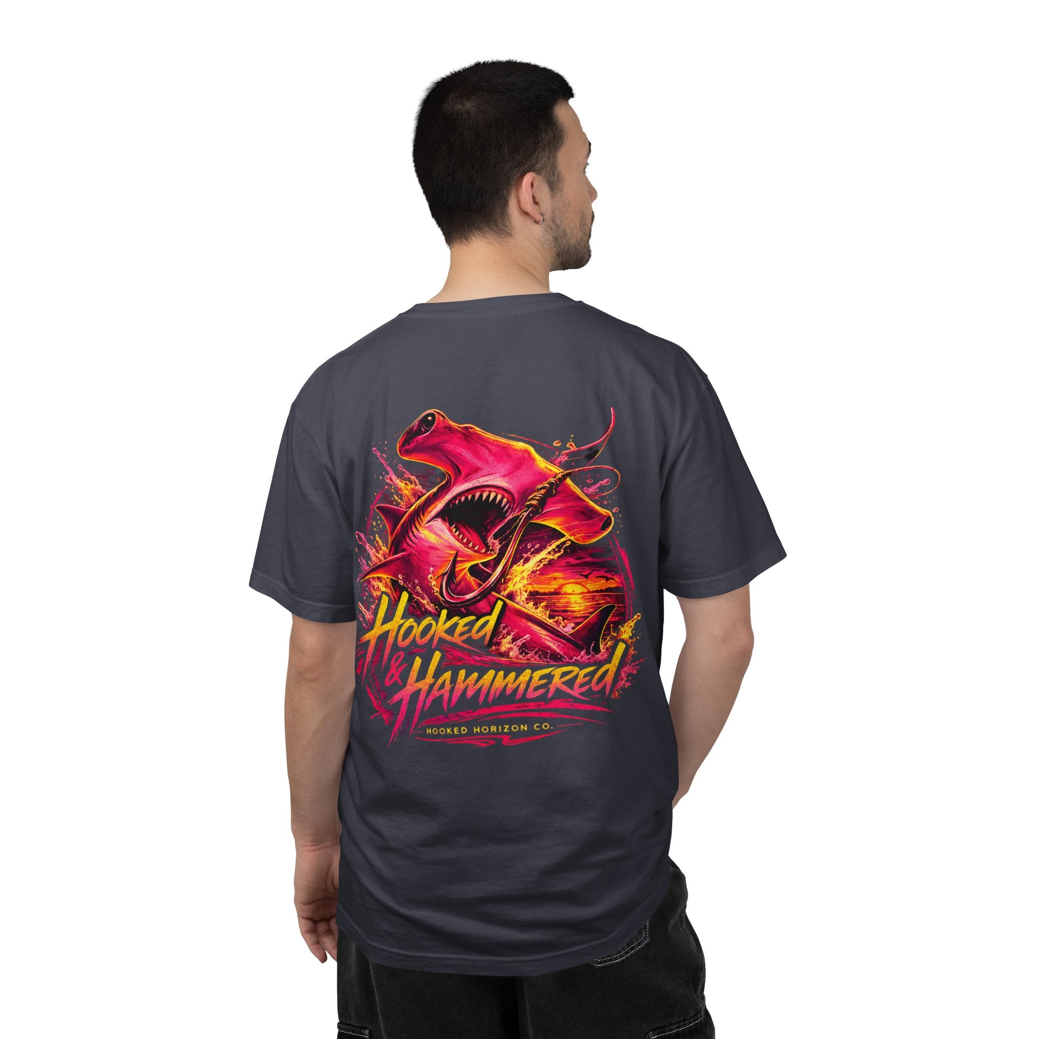 Hooked & Hammered Fishing T-shirt, Hooked Horizon Co, Angler Gifts, Shark Lovers