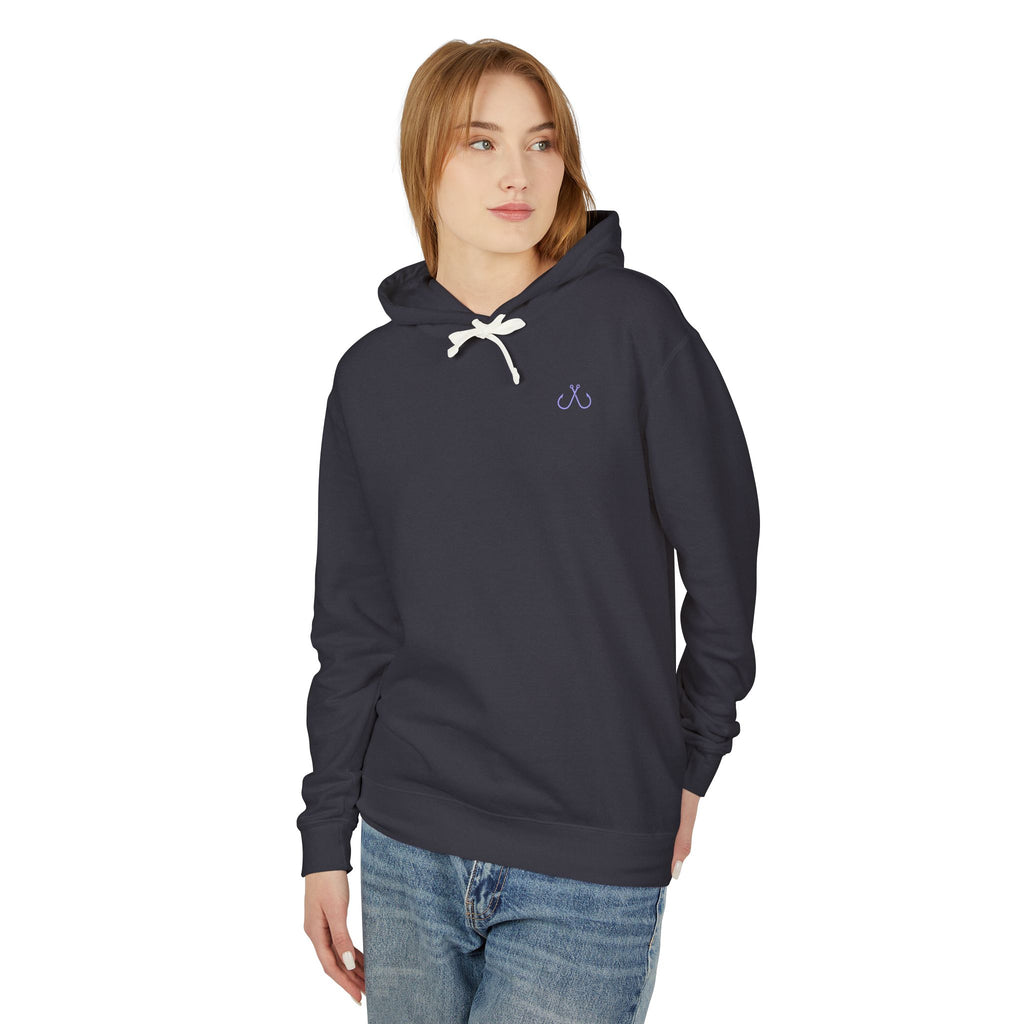 Purple To Blue Hooked Horizon Co Unisex Lightweight Hoodie with Deep Drift Design | Perfect for Fishermen, Beach Lovers, Casual Outings, Gift for Him/Her, Nautical Style,  Ocean Lover Gifts