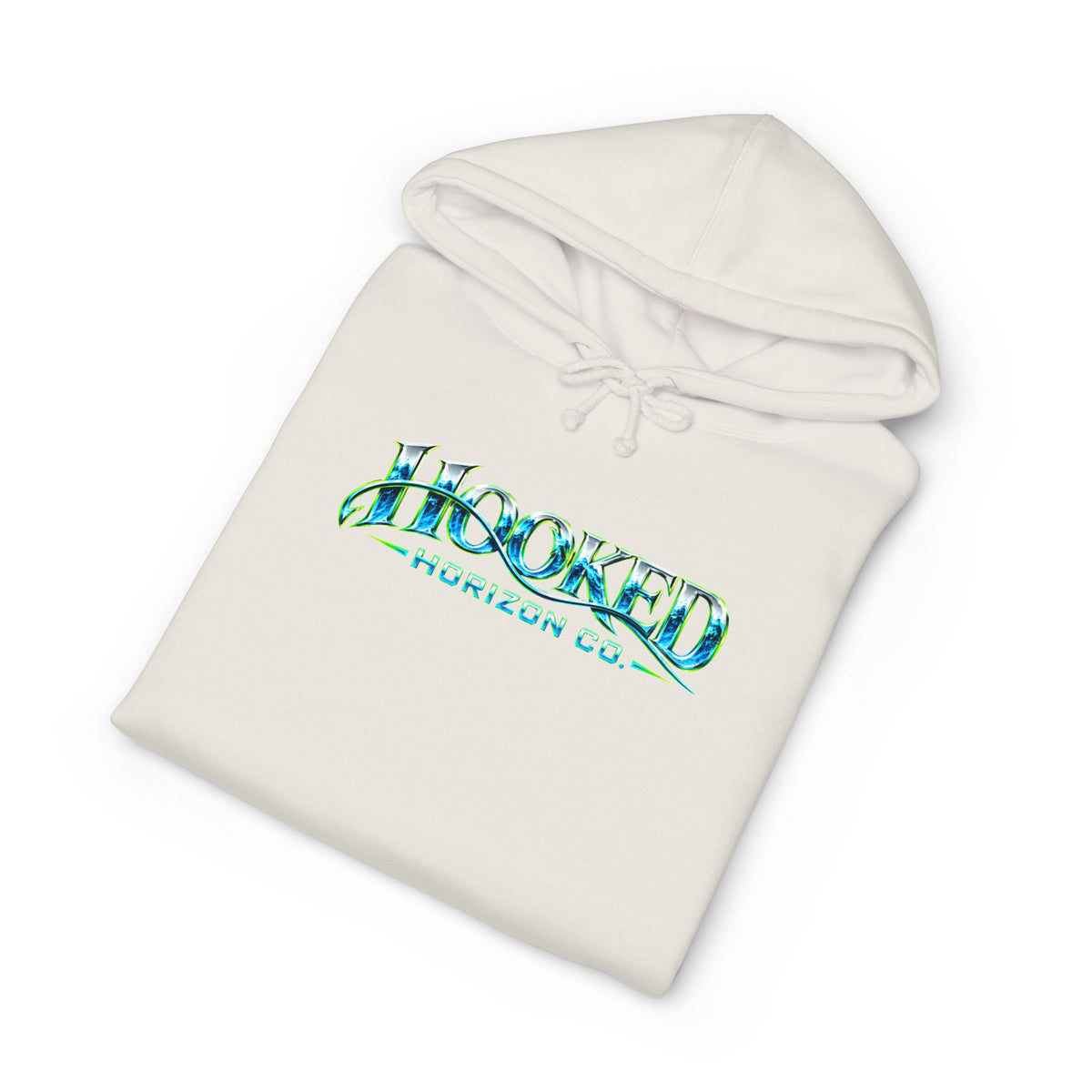 Barracuda Like Green Logo Hoodie—Hooked Horizon Co. — Fishing Back Graphic Hoodie, Multiple Color Variations