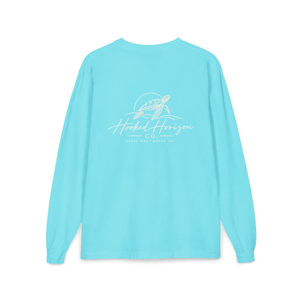 Turtle Hooked Horizon Co. – " Chase What Moves You "Unisex Long Sleeve Pocket T-Shirt