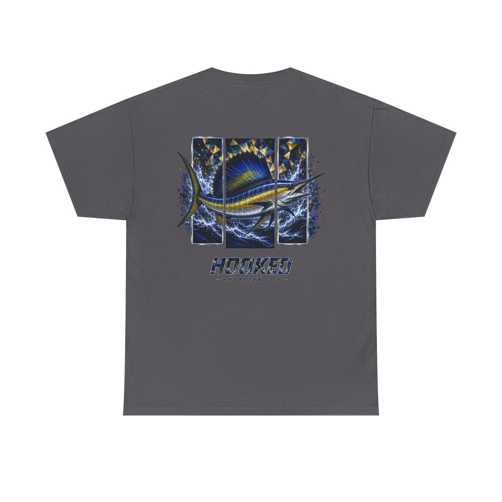 Sail Fish Hooked Horizon Co Tee—Ocean Graphic Tee — "Beloved" Ray Design