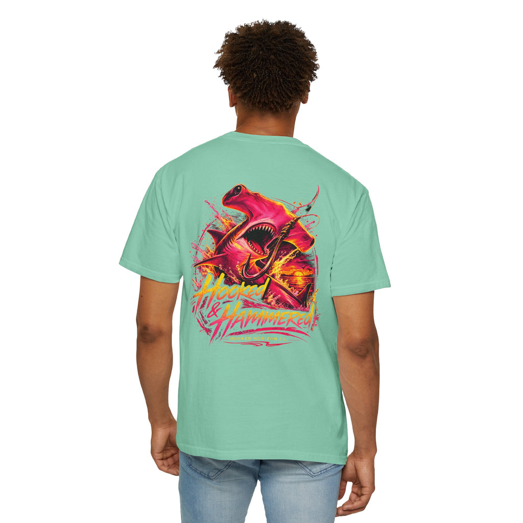 Hooked & Hammered Fishing T-shirt, Hooked Horizon Co, Angler Gifts, Shark Lovers