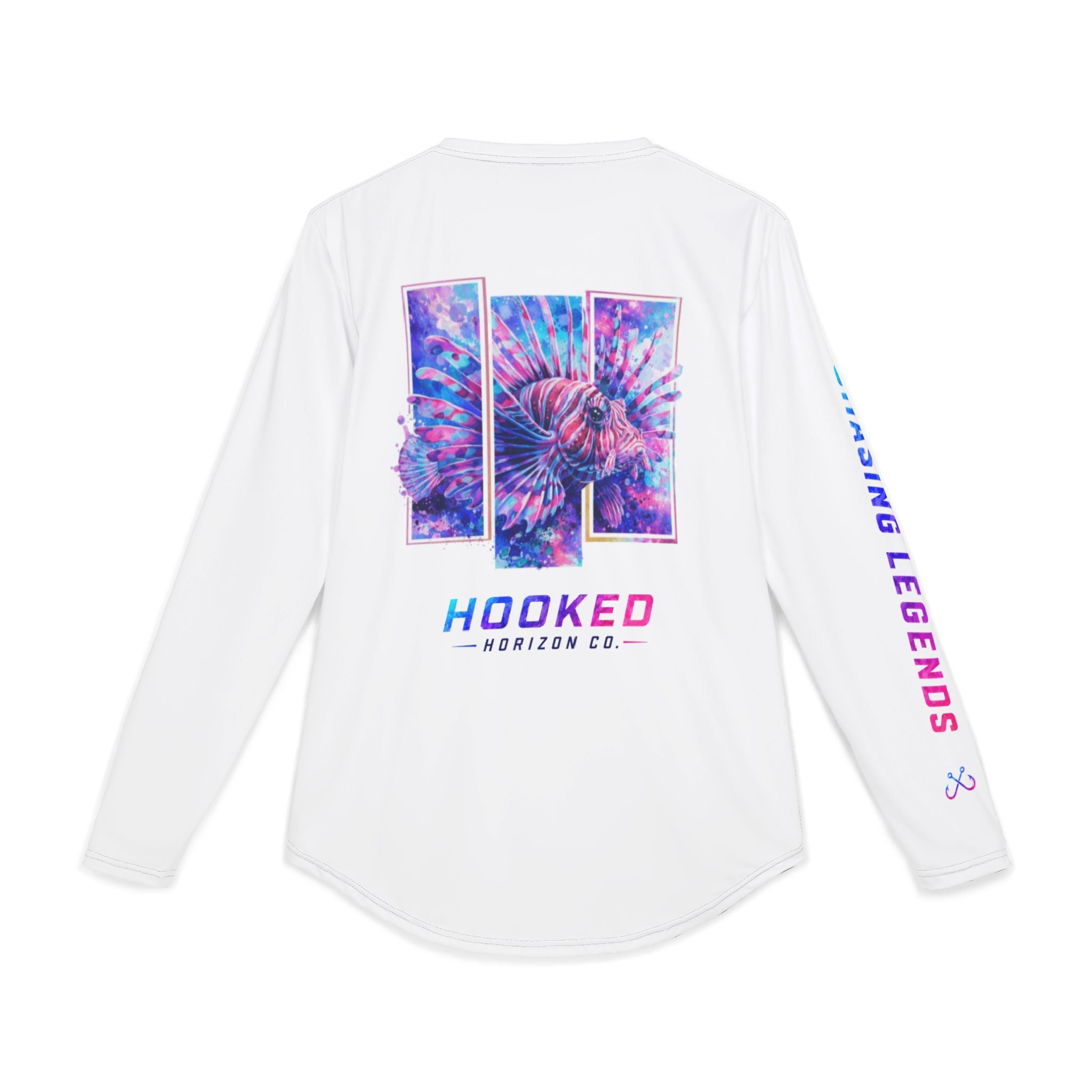 Lion Fish Hooked Horizon Co — Men's Long Sleeve UV Shirt — Chasing Legends Not Trends Orca Ocean Graphic Performance Tee