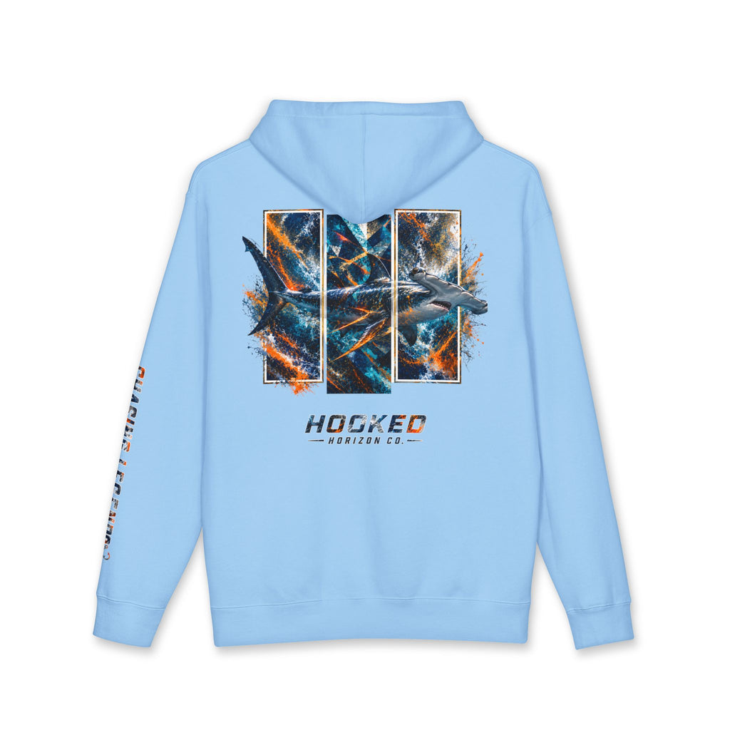 Hammer Head Hoodie Hooked Horizon Co. — Fishing Back Graphic Hoodie, Multiple Color Variations