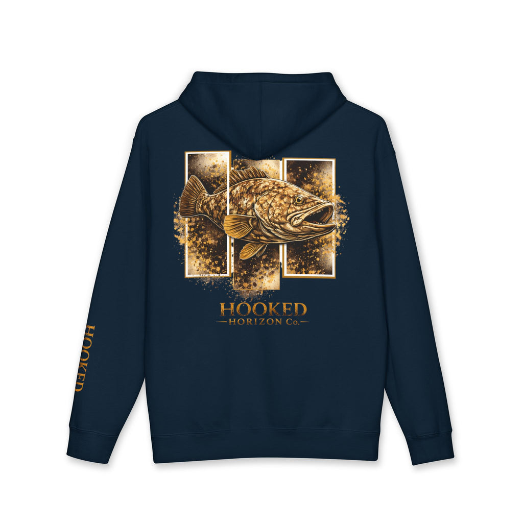 Grouper Hoodie Hooked Horizon Co. — Fishing Back Graphic Hoodie, Multiple Color Variations