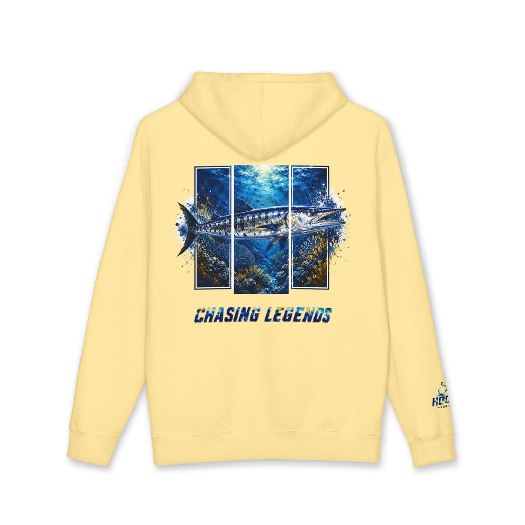 Barracuda Hoodie Hooked Horizon Co. — Fishing Back Graphic Hoodie, Multiple Color Variations