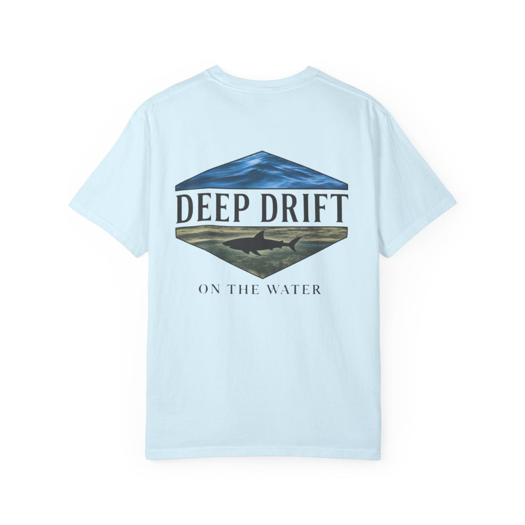 Shark Tee — "Deep Drift on the Water" Fishing Graphicishing Tee for Angler Lovers, Shark Lovers, Ocean Tee