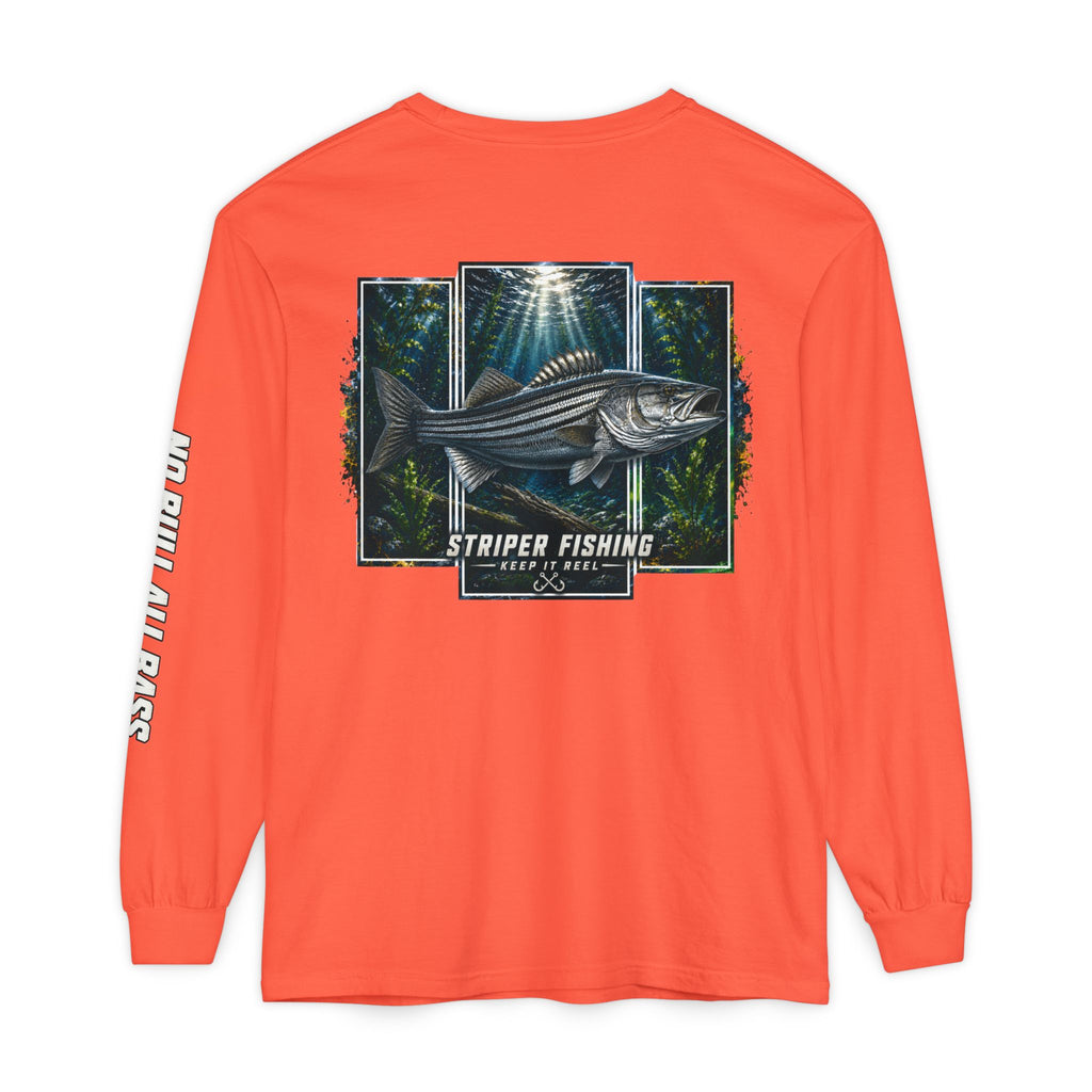 Saltwater Sea Striper Fishing Long Sleeve T-Shirt, Ocean Adventure Apparel, Boat Trip Shirt, Coastal Style, Gift for Fishermen