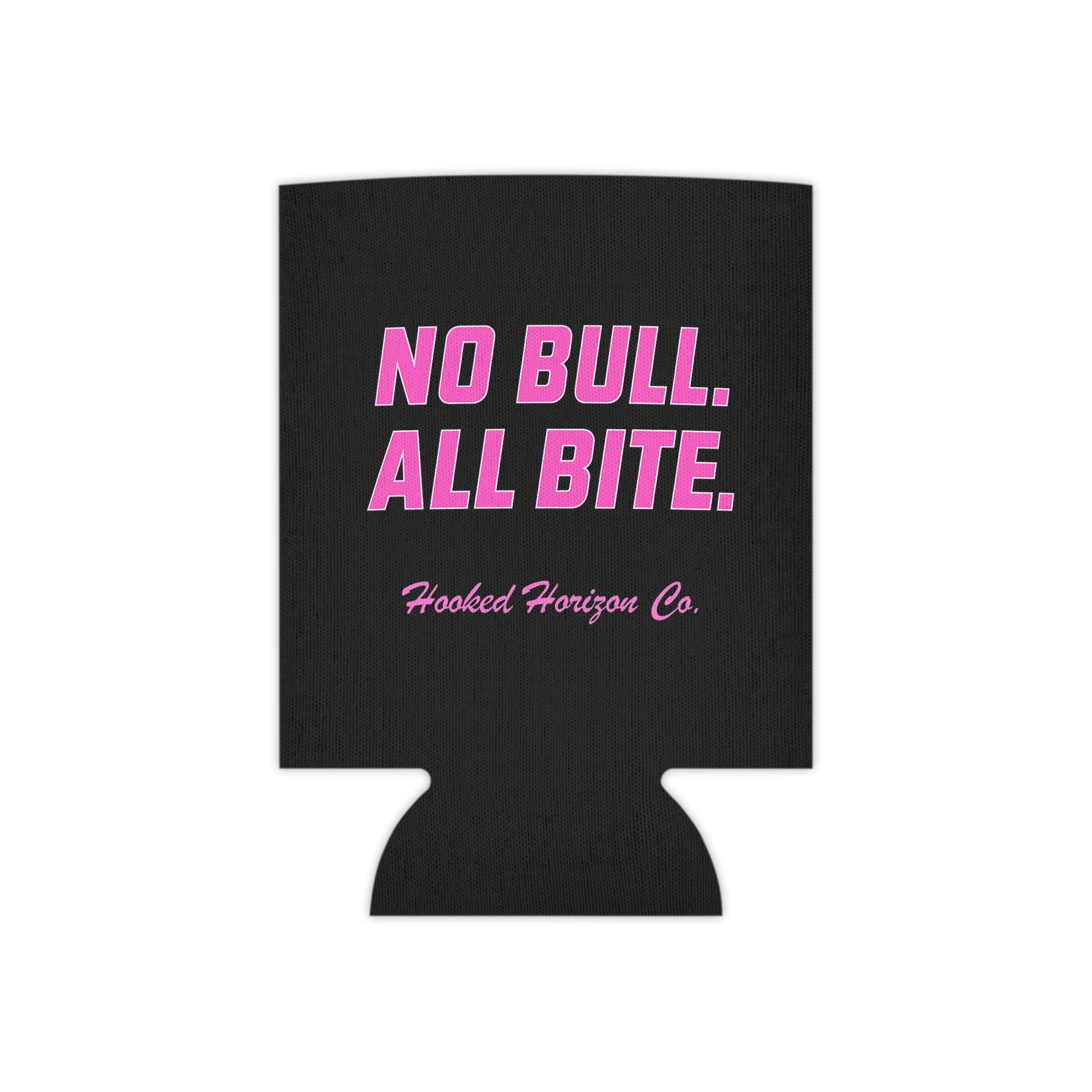 Pink No Bull All Bite Can Cooler Coozie — Hooked Horizon Co. Fishing Wave Koozie