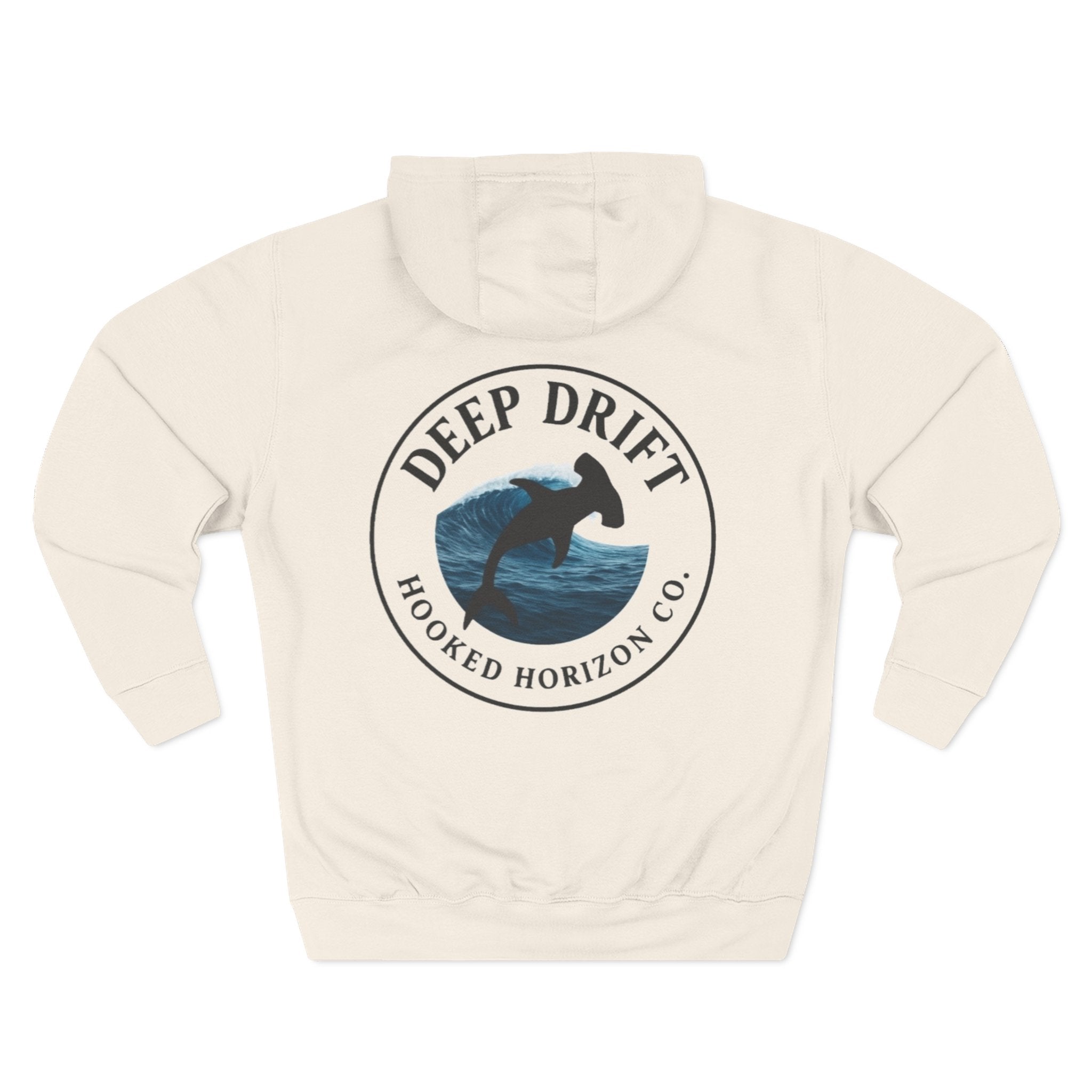 Hammer Head Shark Deep Drift– Hooked Horizon Co. Unisex Zip Hoodie for Ocean Lovers, Nautical Fashion, Cool Weather Gear, Everyday Comfort, Perfect Gift