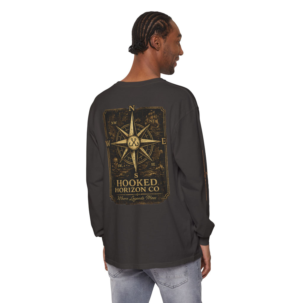 Compass Long Sleeve T-Shirt, Ocean Adventure Apparel, Boat Trip Shirt, Coastal Style, Gift for Fishermen