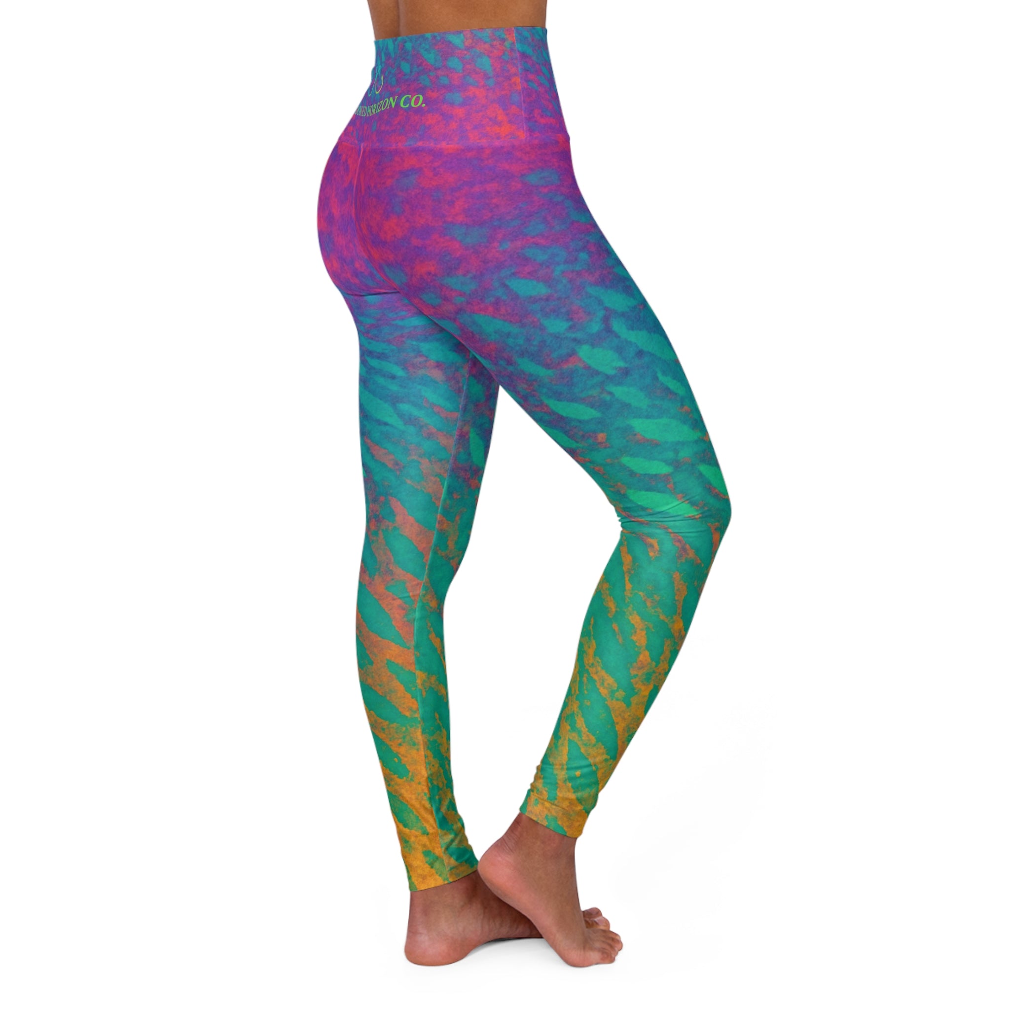 Rainbow Parrot Fish  High Waisted Yoga Leggings, Hooked Horizon Co,  Deep Drift- Purple, Comfortable Activewear, Fitness Pants, Ideal for Gym, Yoga, and Weekend Brunch