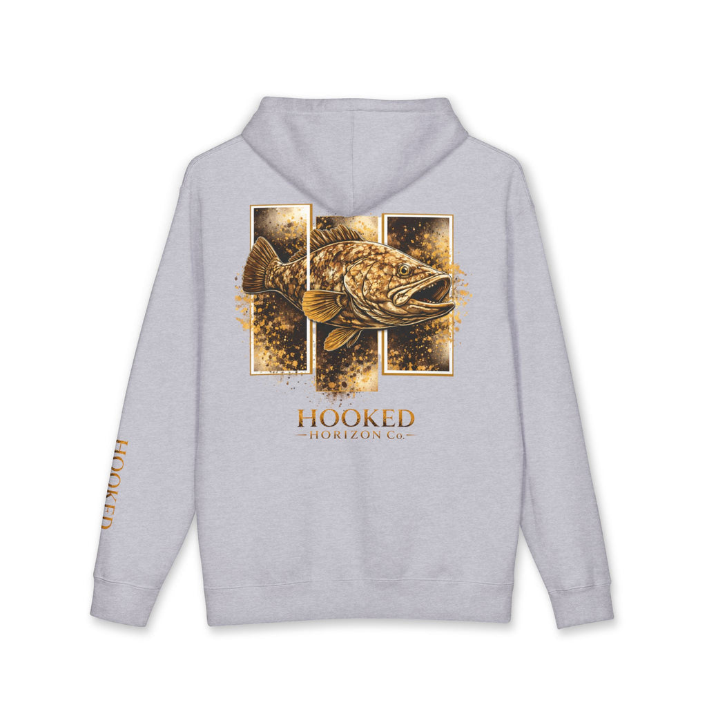 Grouper Hoodie Hooked Horizon Co. — Fishing Back Graphic Hoodie, Multiple Color Variations