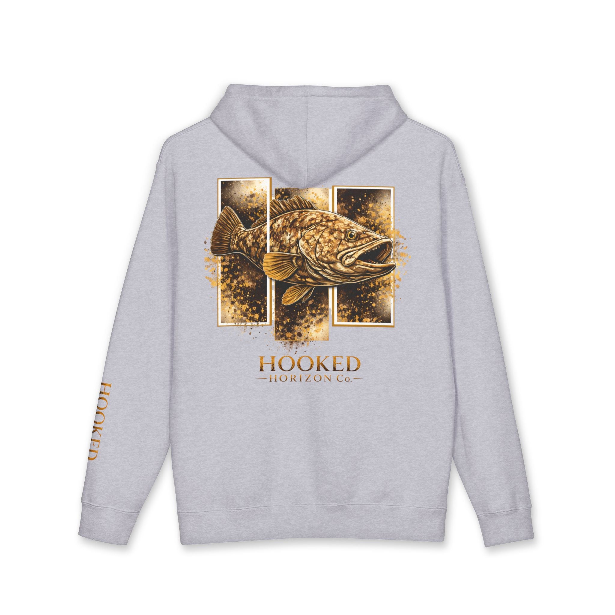 Grouper Hoodie Hooked Horizon Co. — Fishing Back Graphic Hoodie, Multiple Color Variations