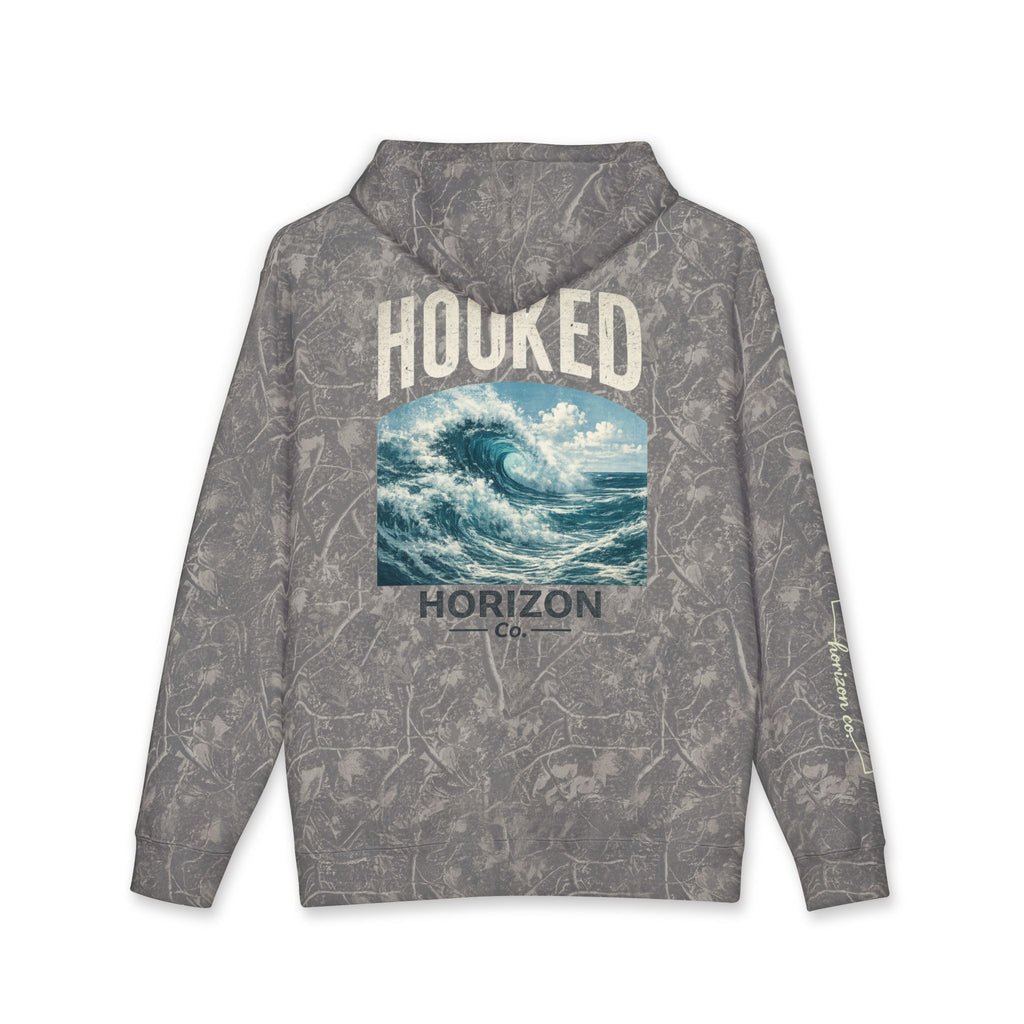 Wave Hoodie Hooked Horizon Co. — Minimal Fishing Back Graphic Hoodie, Multiple Color Variations