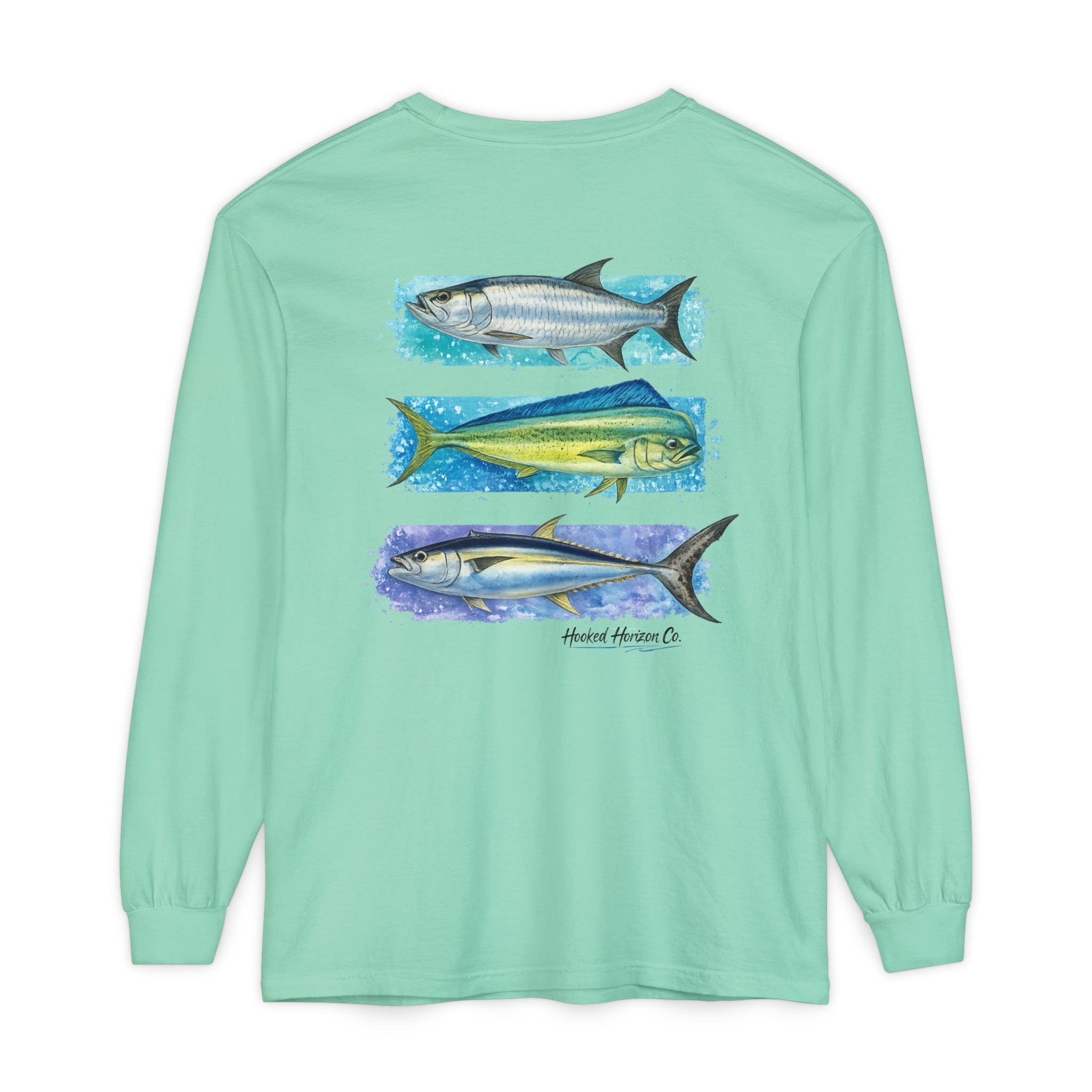 Chasing Legends Tarpon, Mahi Mahi, TunaSaltwater Fish Long Sleeve Tee — Hooked Horizon Co. Graphic Shirt