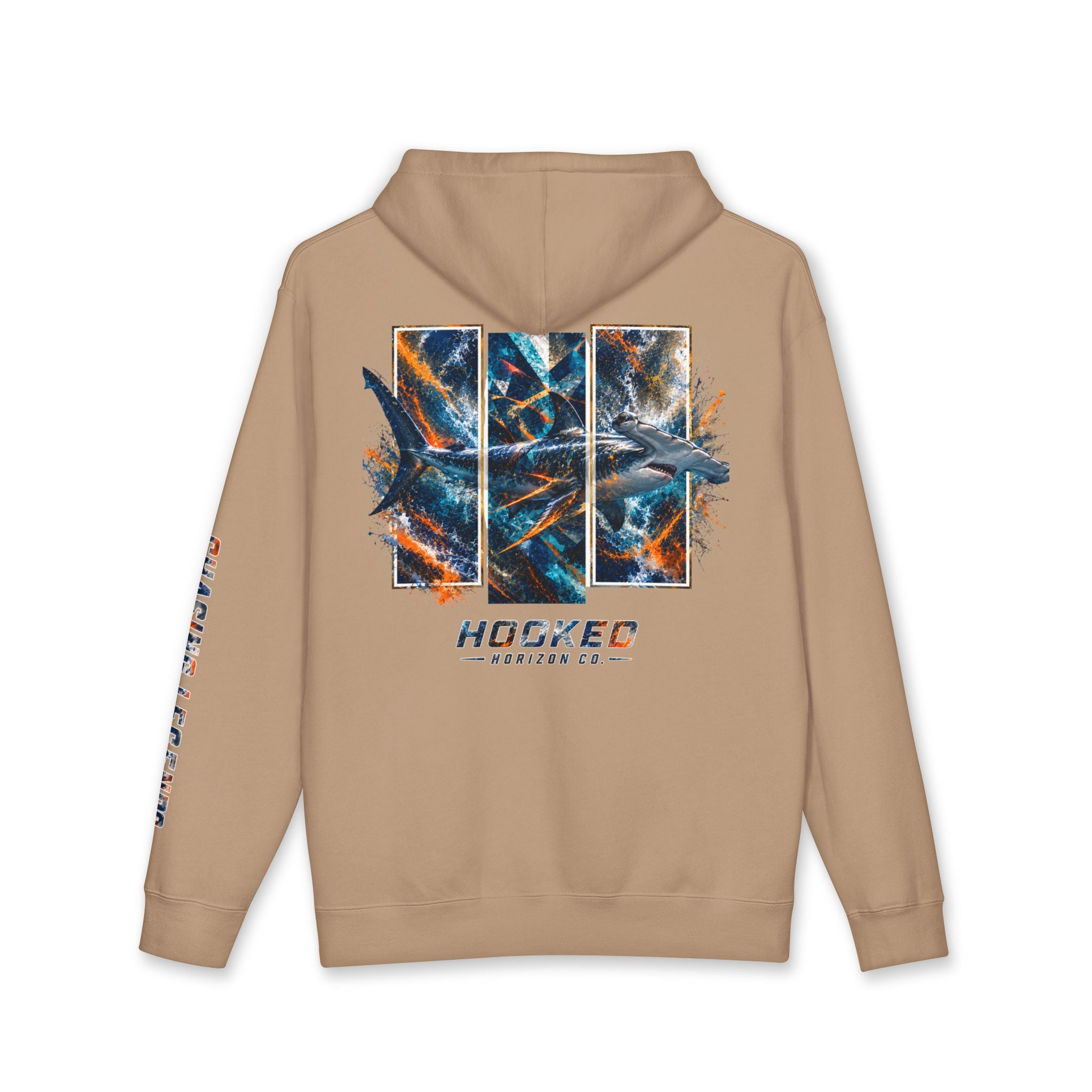 Hammer Head Hoodie Hooked Horizon Co. — Fishing Back Graphic Hoodie, Multiple Color Variations