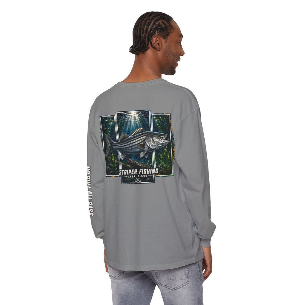 Saltwater Sea Striper Fishing Long Sleeve T-Shirt, Ocean Adventure Apparel, Boat Trip Shirt, Coastal Style, Gift for Fishermen