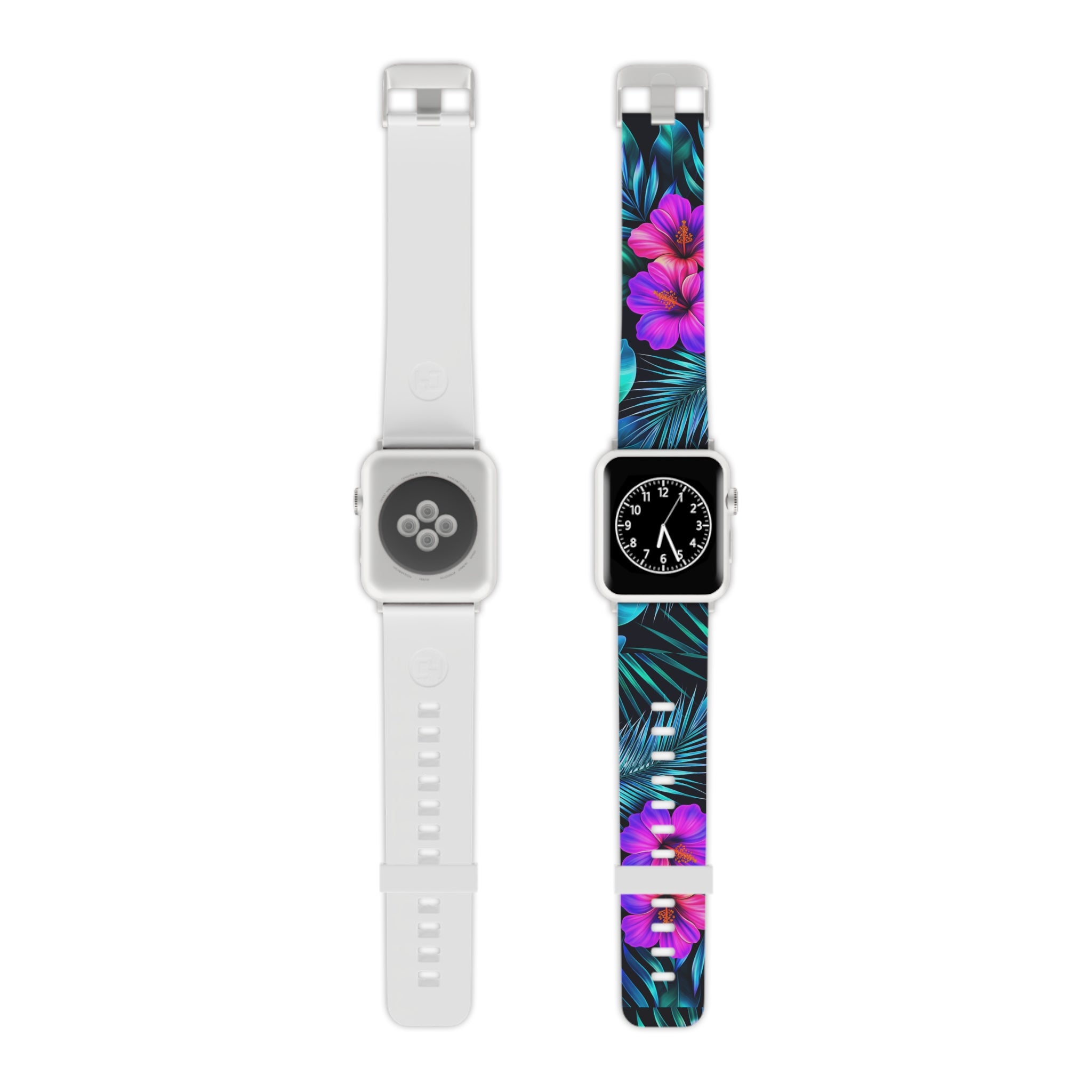 Vibrant Pink & Teal Hibiscus Pattern Watch Band for Apple Watch