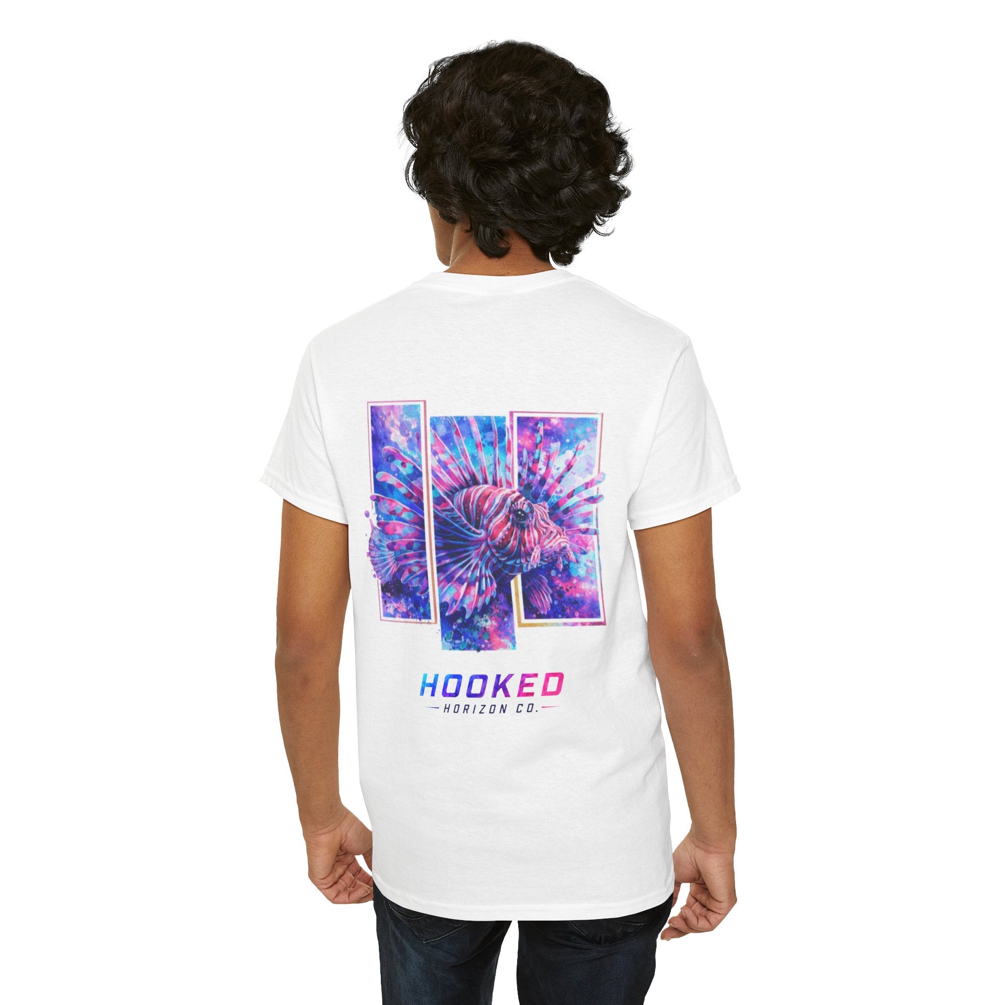 Lion Fish Hooked Horizon Co Tee—Ocean Graphic Tee — "Beloved" Ray Design