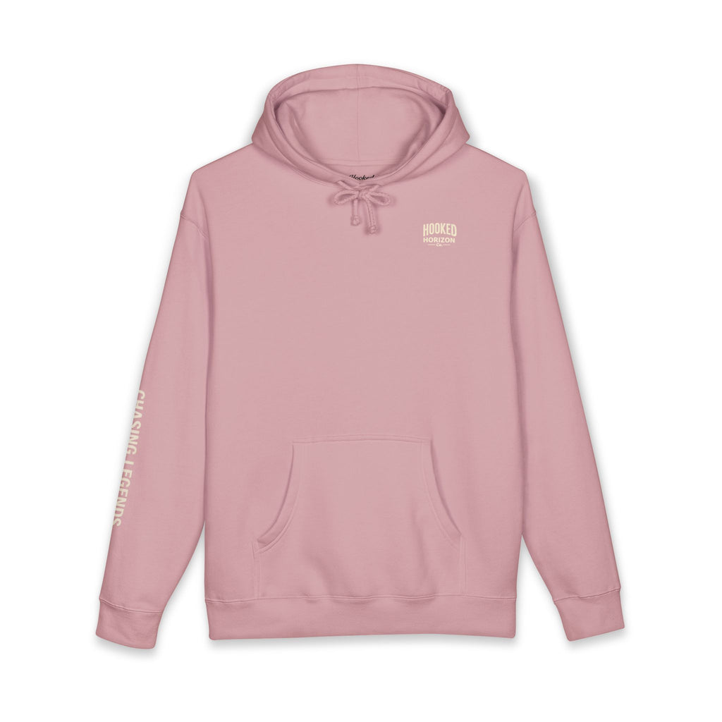 Seagull & Red Sunset Hoodie Hooked Horizon Co. — Minimal Fishing Back Graphic Hoodie, Multiple Color Variations