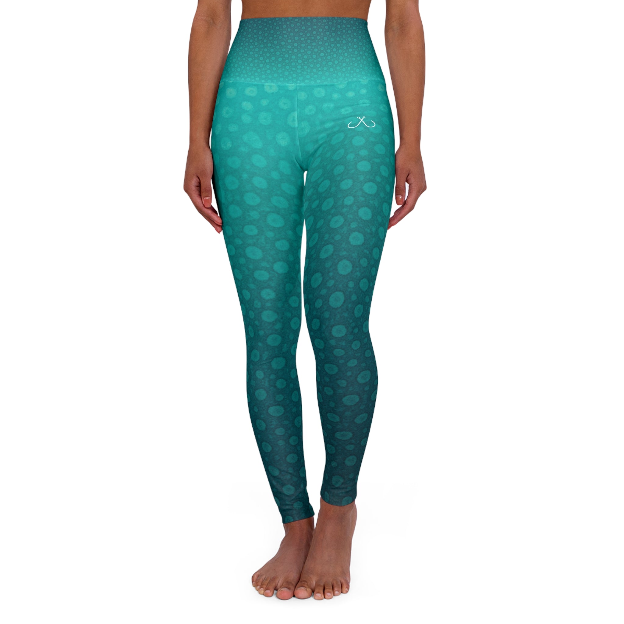 Teal Green Speckled & Spotted Hooked Horizon Co Fishing Tee High Waisted Yoga Leggings, Hooked Horizon Co,  Deep Drift- Purple, Comfortable Activewear, Fitness Pants, Ideal for Gym, Yoga, and Weekend...