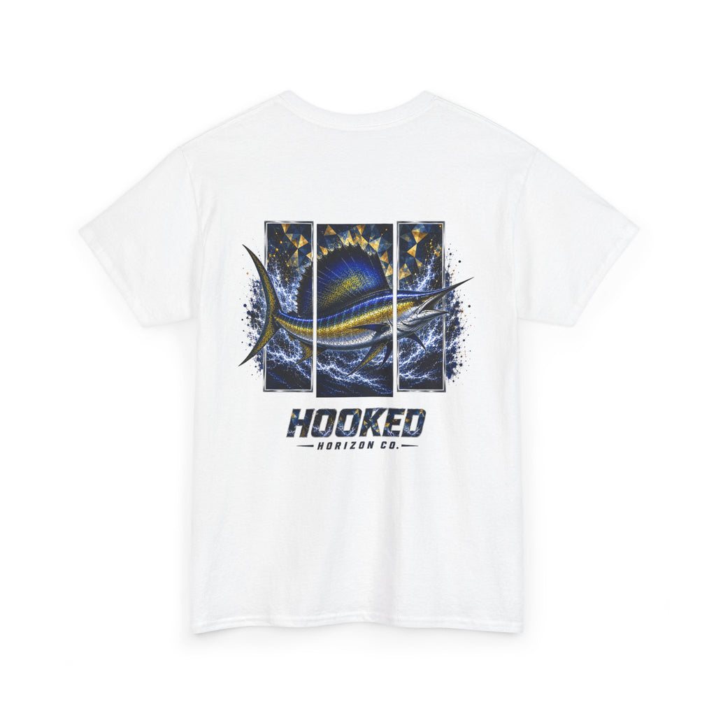 Sail Fish Hooked Horizon Co Tee—Ocean Graphic Tee — "Beloved" Ray Design