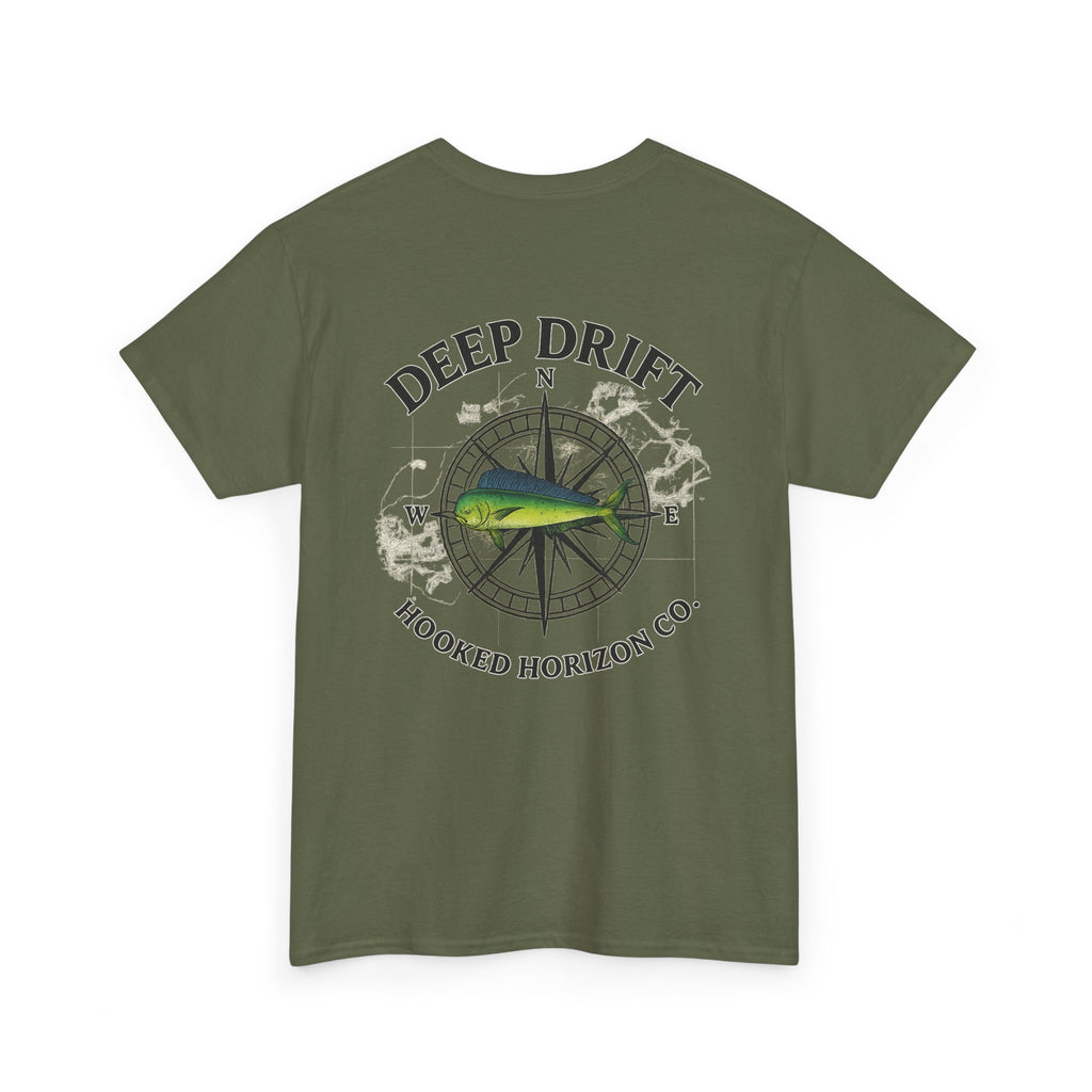Compass Fishing T‑Shirt — "Deep Drift" Compass Design by Hooked Horizon Co.