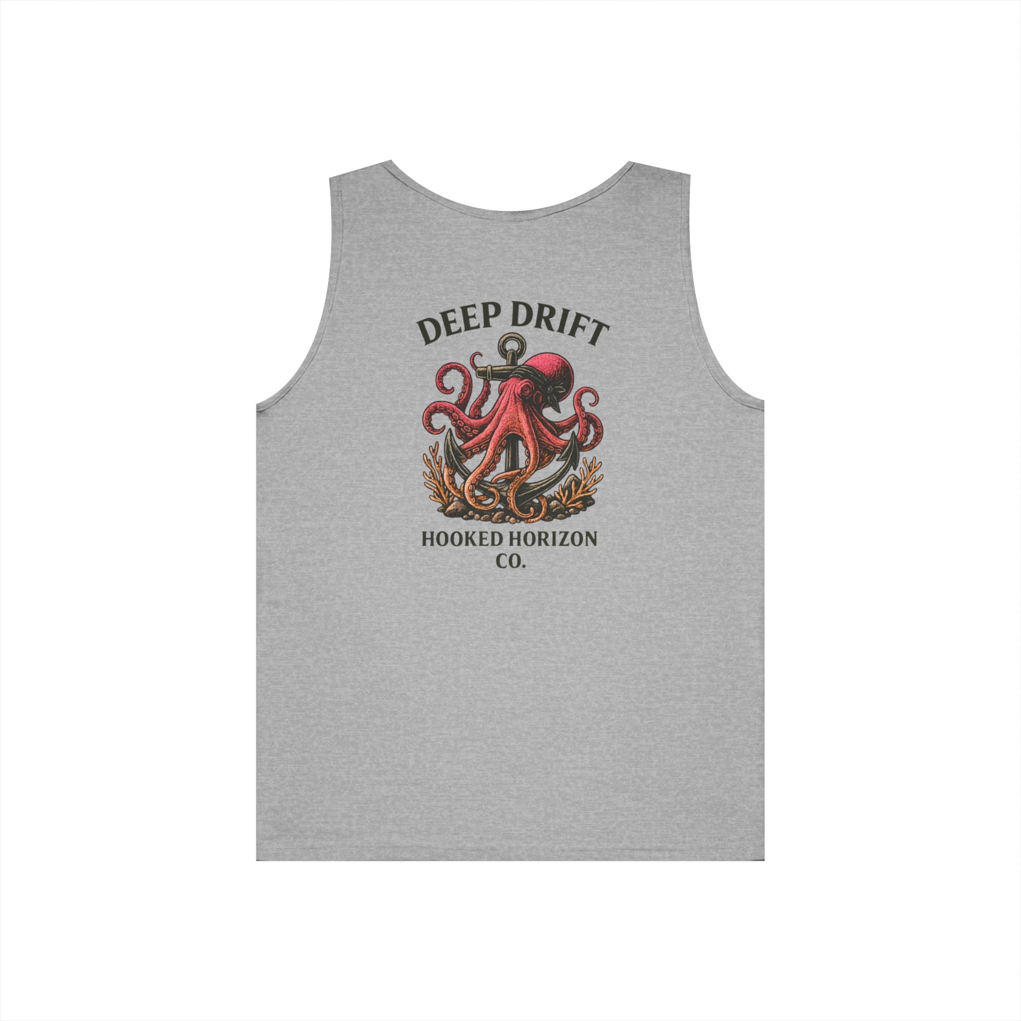 Red  Deep Drift Octopus Graphic Tank Top, Summer Beach Wear, Unisex Tank, Gift for Ocean Lovers, Nautical Tees, Camping Apparel