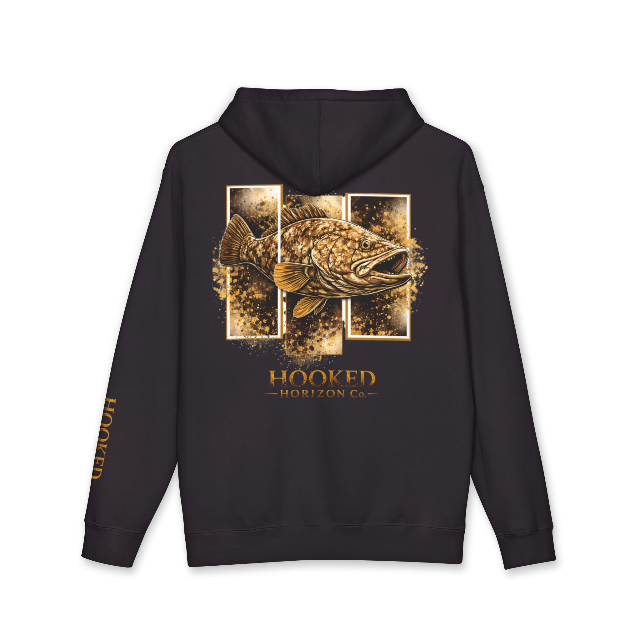 Grouper Hoodie Hooked Horizon Co. — Fishing Back Graphic Hoodie, Multiple Color Variations