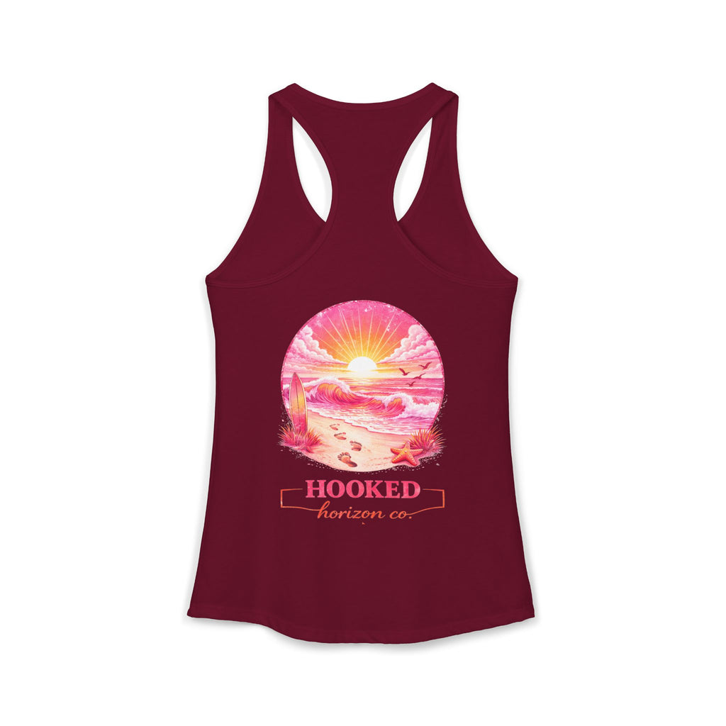 Pink Sunset Hooked Horizon Co. Tank– Gifts for Ocean Lovers, Nautical Fashion, Everyday Comfort, Perfect Gift for Her