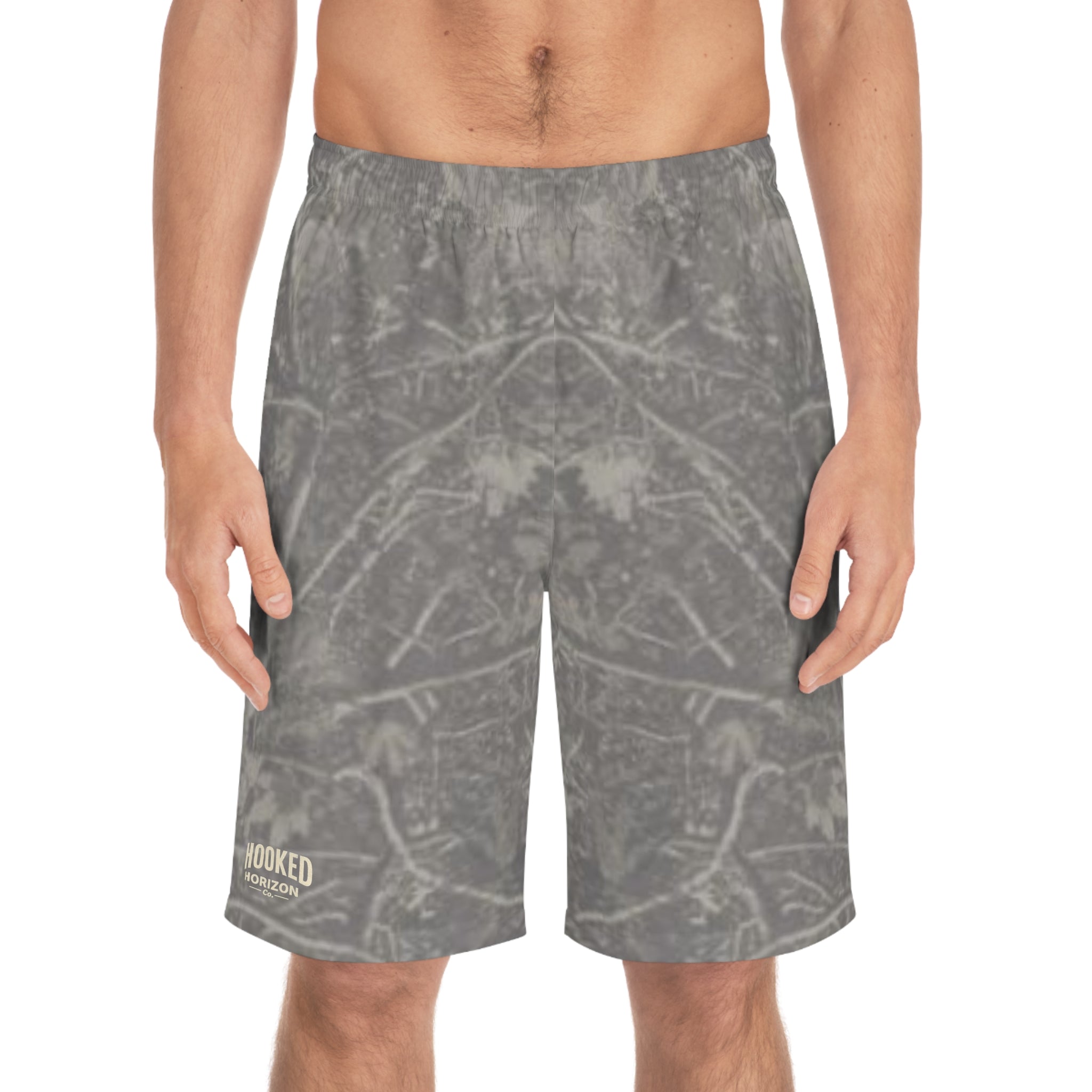 Grey Camo-Inspired Board Shorts, Swimwear for Beach Days, Summer Vacations, Pool Parties, Surfing Attire, Water Sports