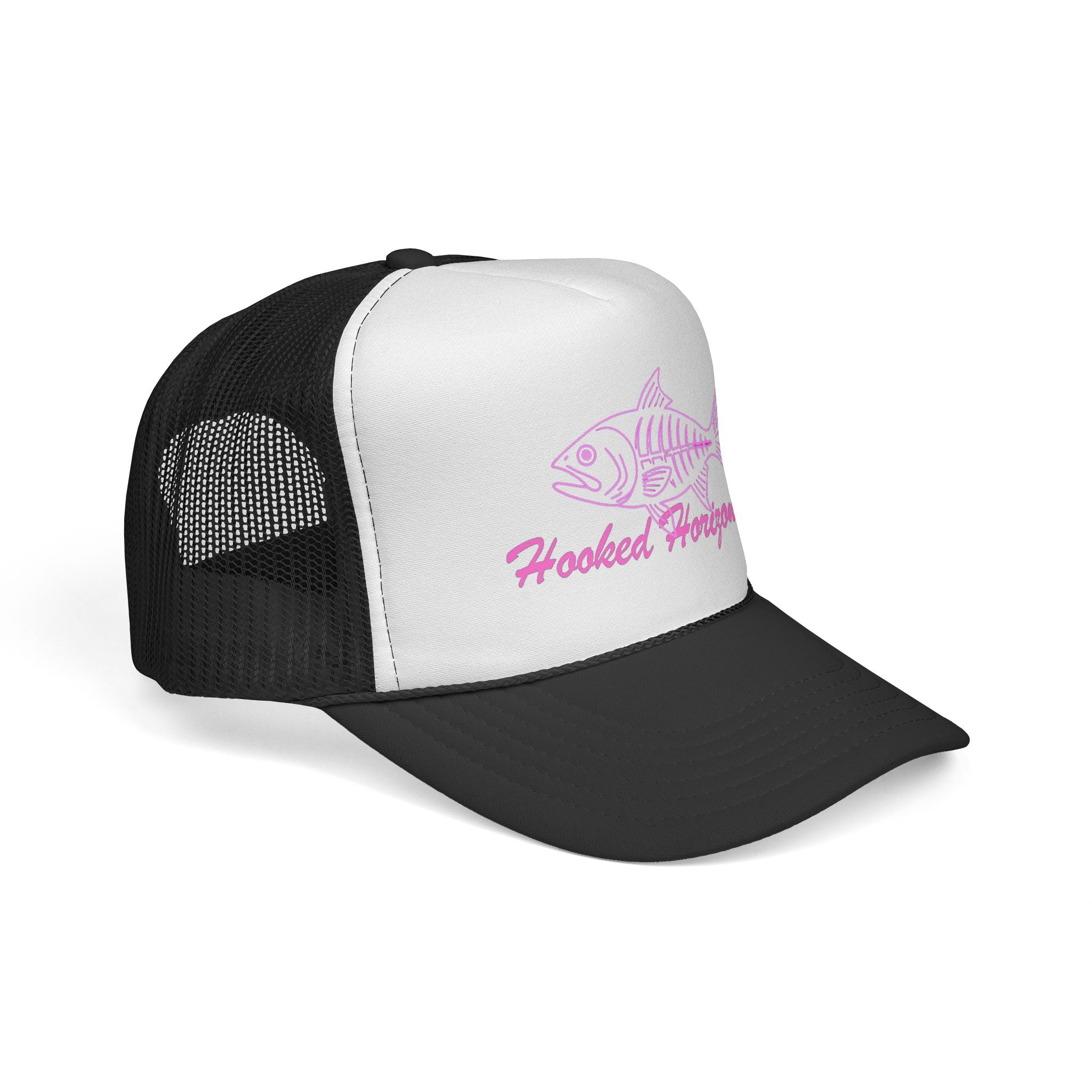 Pink Fish Bone Trucker Cap — Fishing & Beach Hat