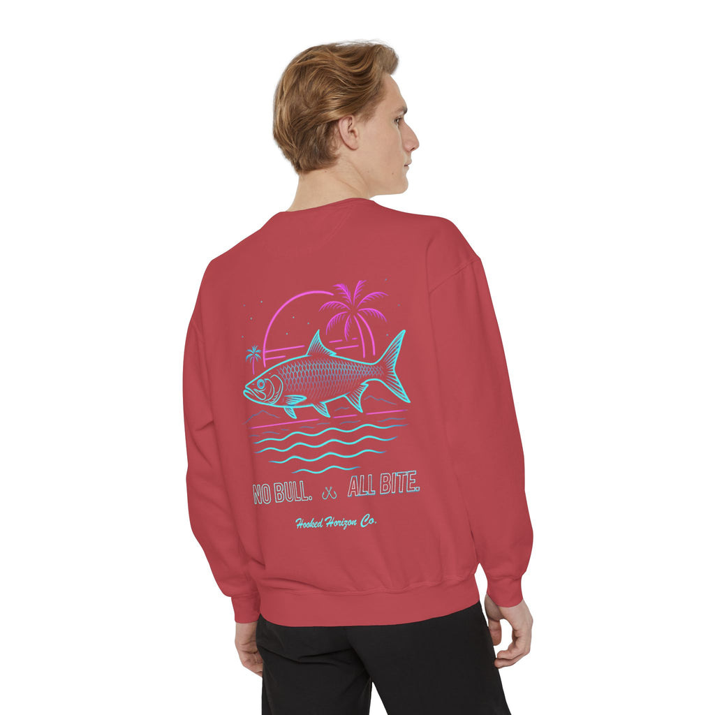 Vintage vibes Neon Tarpon Sweatshirt– Hooked Horizon Co. Ocean apparel, Gifts for Him & Her, Ocean Conservation, Soft Unisex Garment-Dyed Sweatshirt
