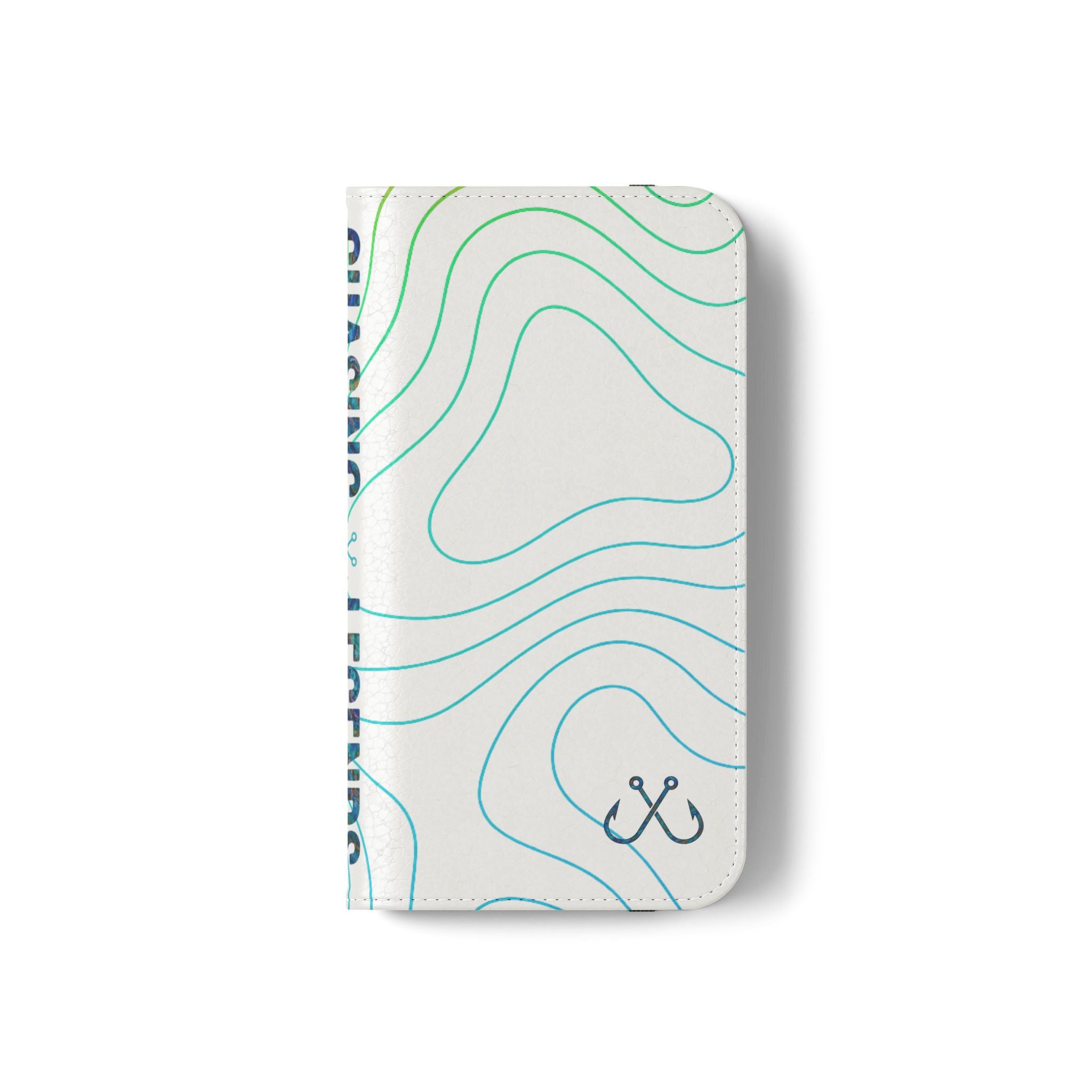 Ocean Topography Waves Flip Phone Case — Turquoise Water Pattern Wallet Cover