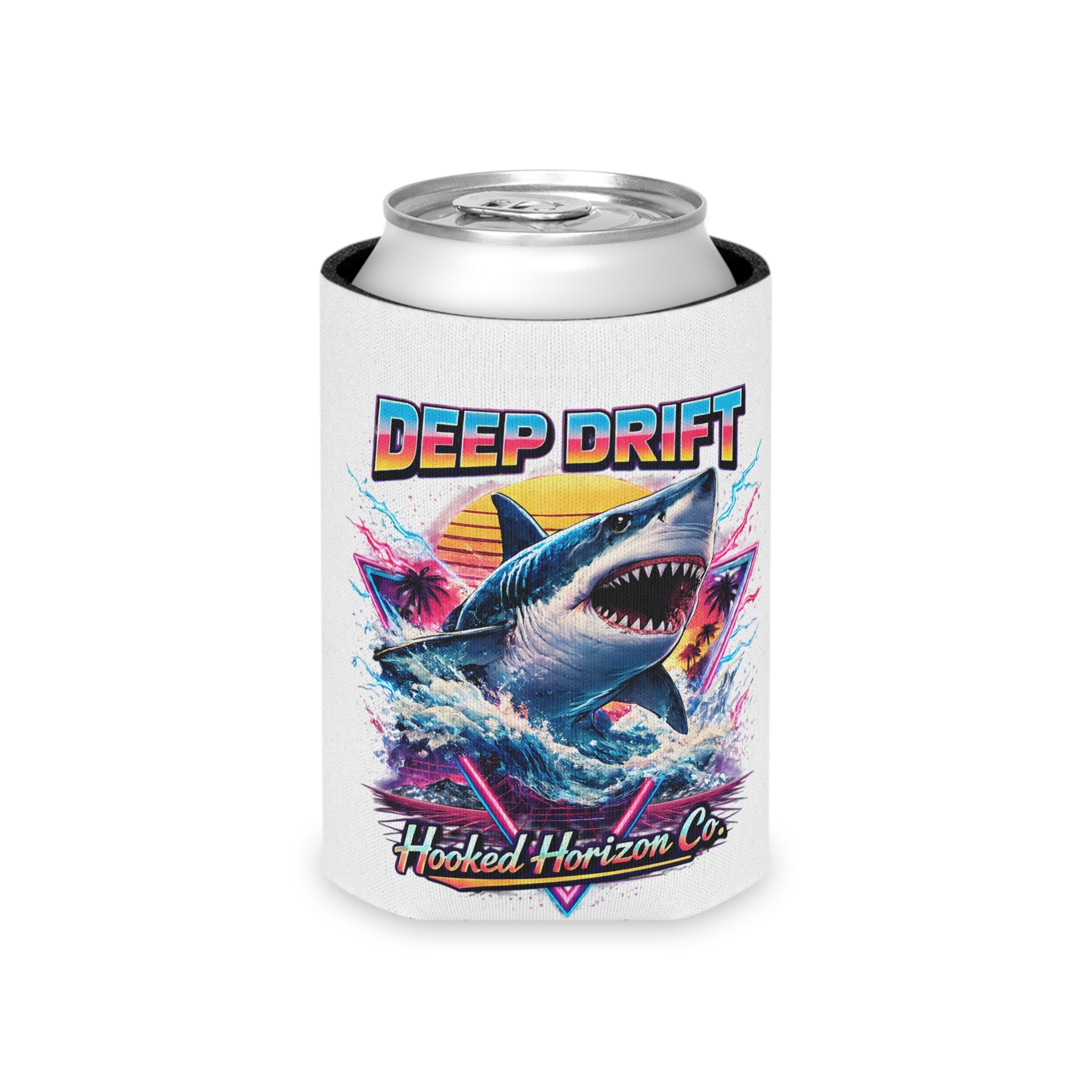 Great White Shark Cooler Coozie — Hooked Horizon Co. Fishing Wave Koozie