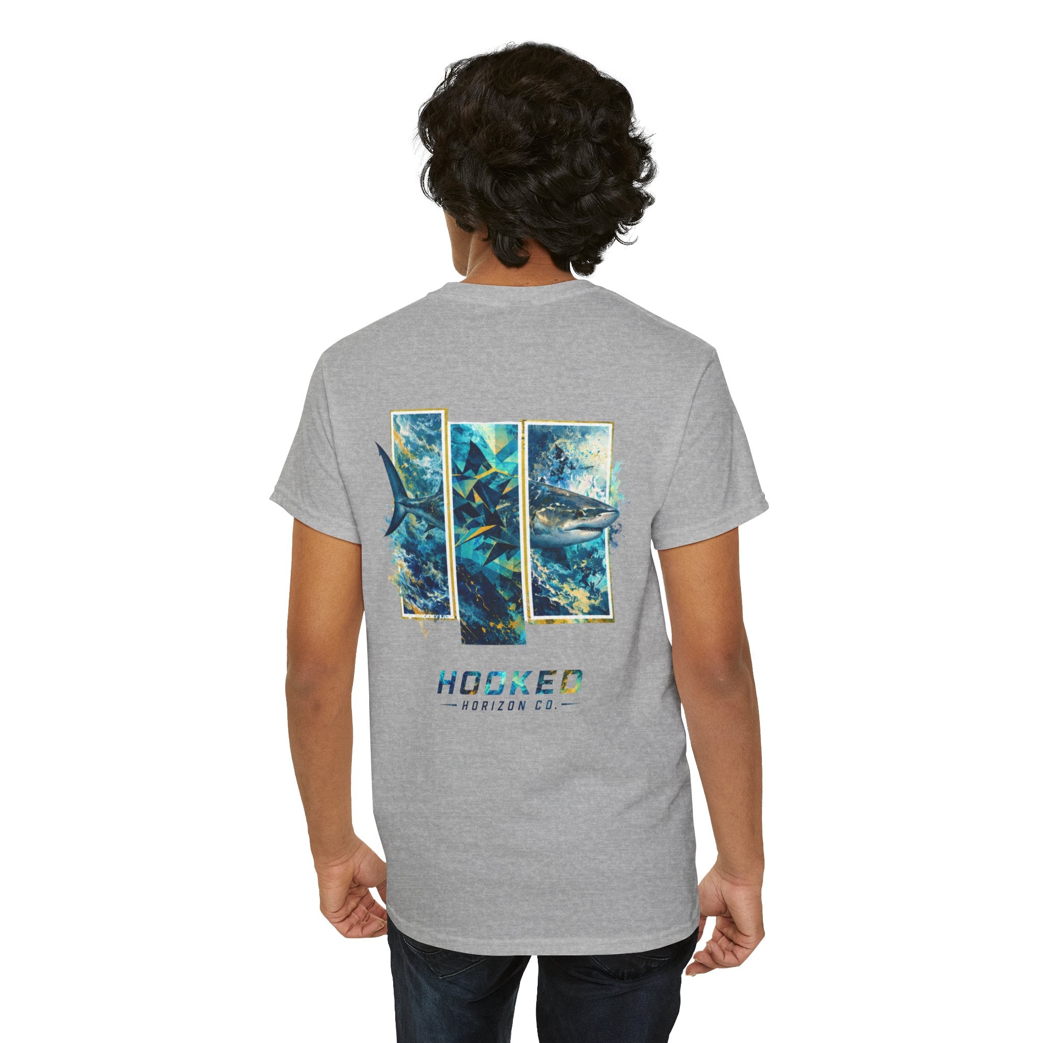 Bull Shark Hooked Horizon Co Tee—Ocean Graphic Tee — "Beloved" Ray Design
