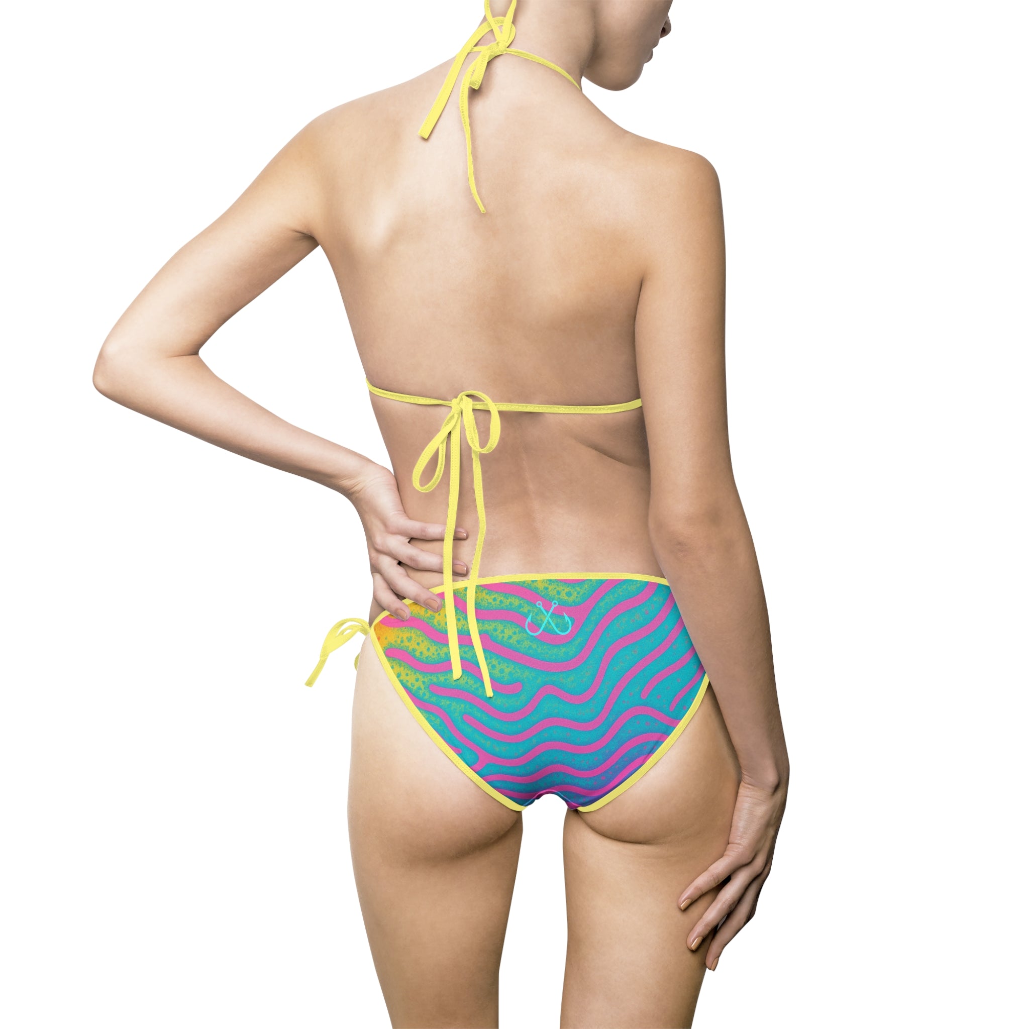 Retro Inspired Wave Bikini —  Hooked Horizon Co. Swimsuit, Summer Beachwear, Swimwear for Vacations, Pool Parties, Tropical Getaways, Custom Strap Colors – Multiple Variations